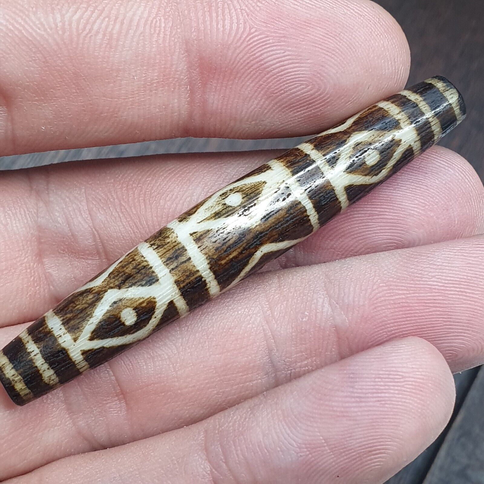 Vintage South Asian Burma Old Pumtek pyu beads petrified Wood Stone bead PT-3