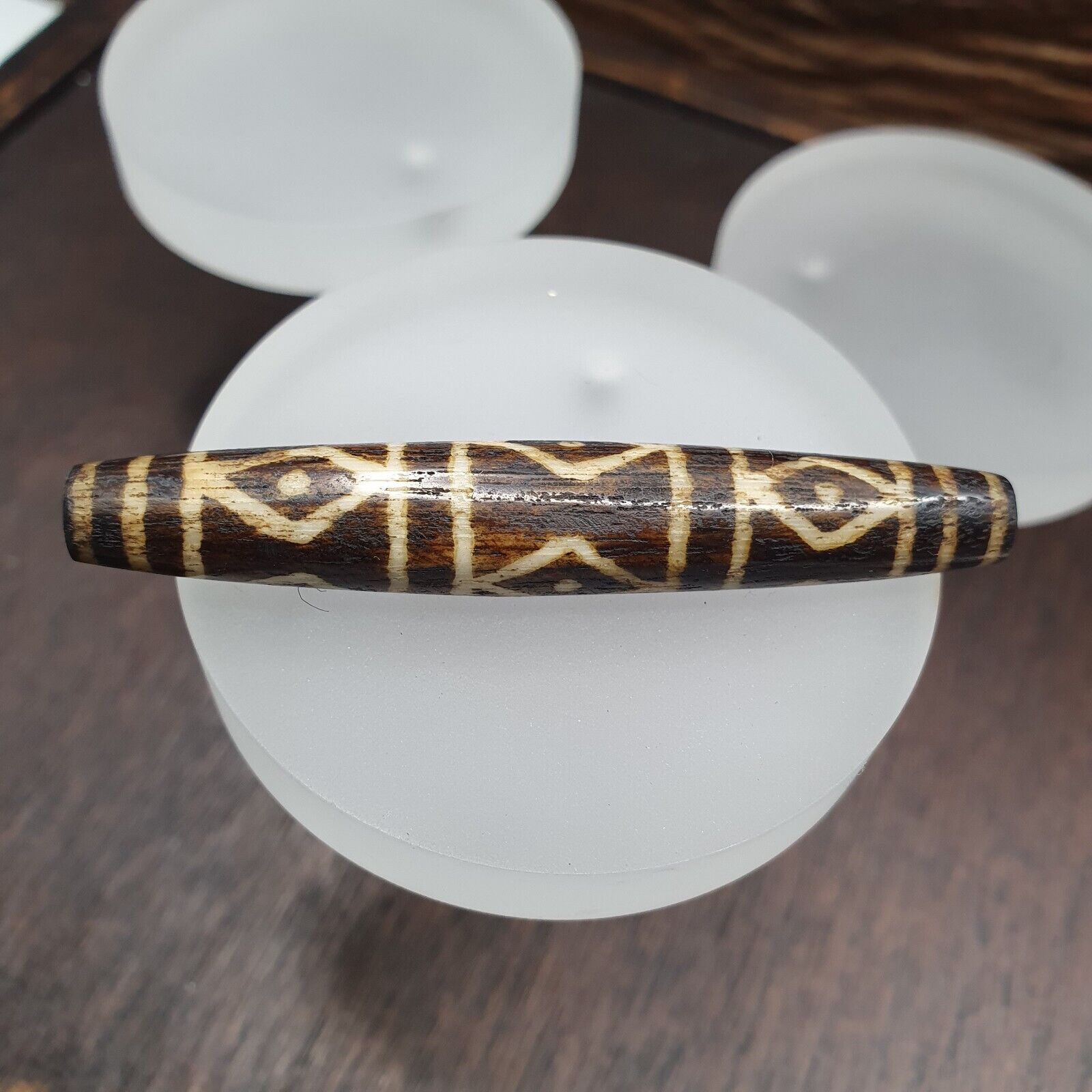 Vintage South Asian Burma Old Pumtek pyu beads petrified Wood Stone bead PT-3