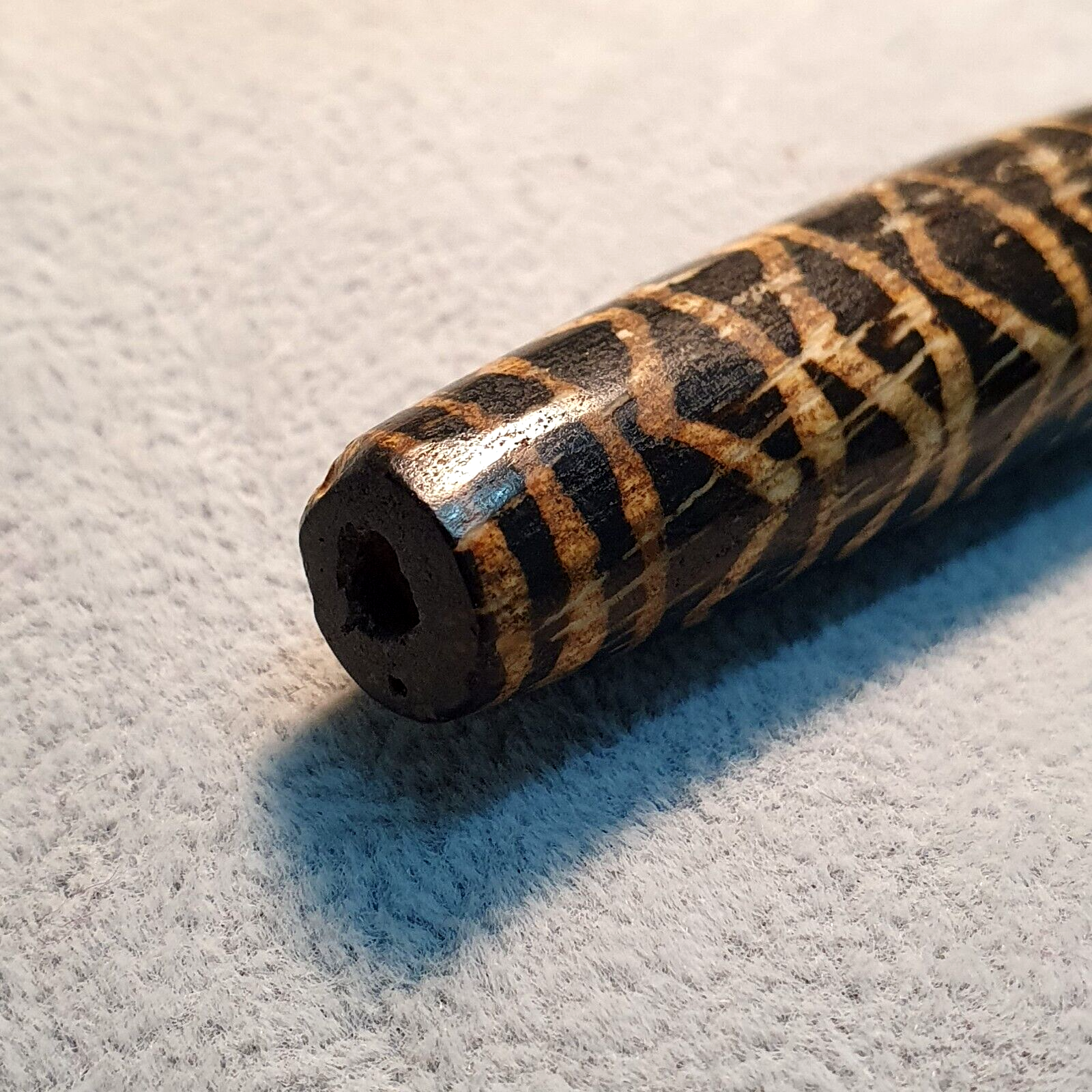 South Asian Burmese Antiques Trade Pumtek petrified Wood Bead 68.4mm