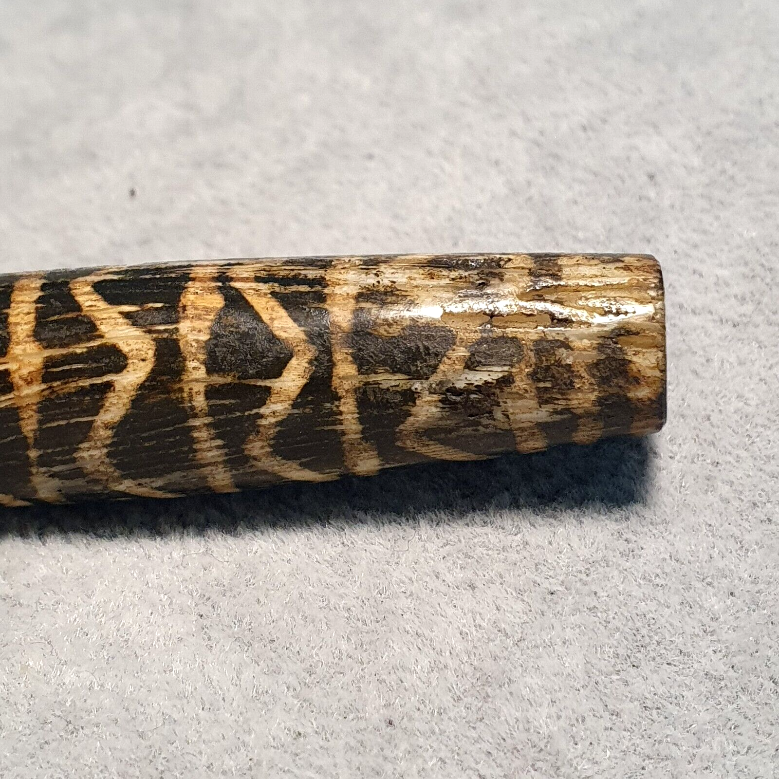 South Asian Burmese Antiques Trade Pumtek petrified Wood Bead 68.4mm