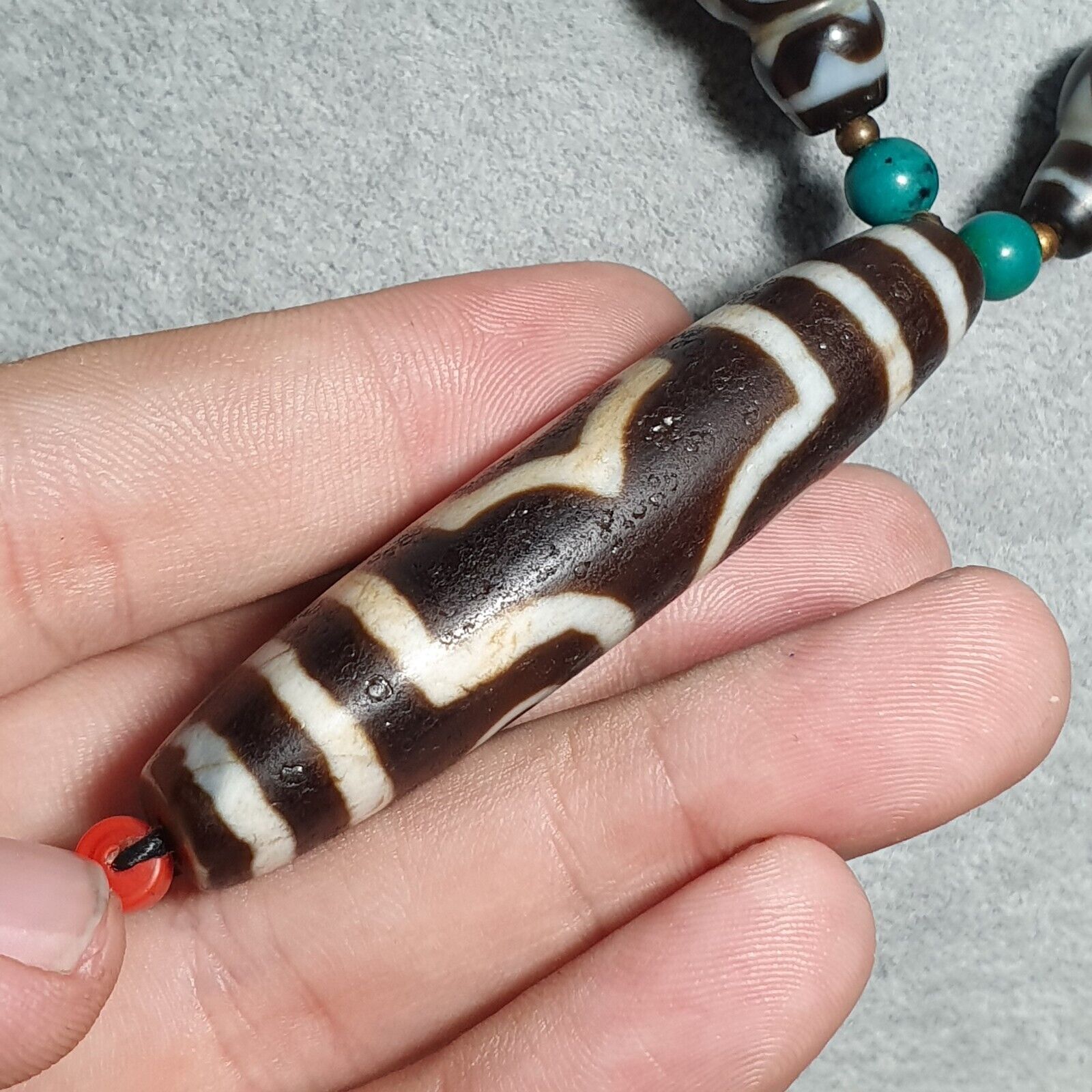 Antique Old Magnificent Tibetan Eyes in Eye Agate stone Dzi Beads Amulet