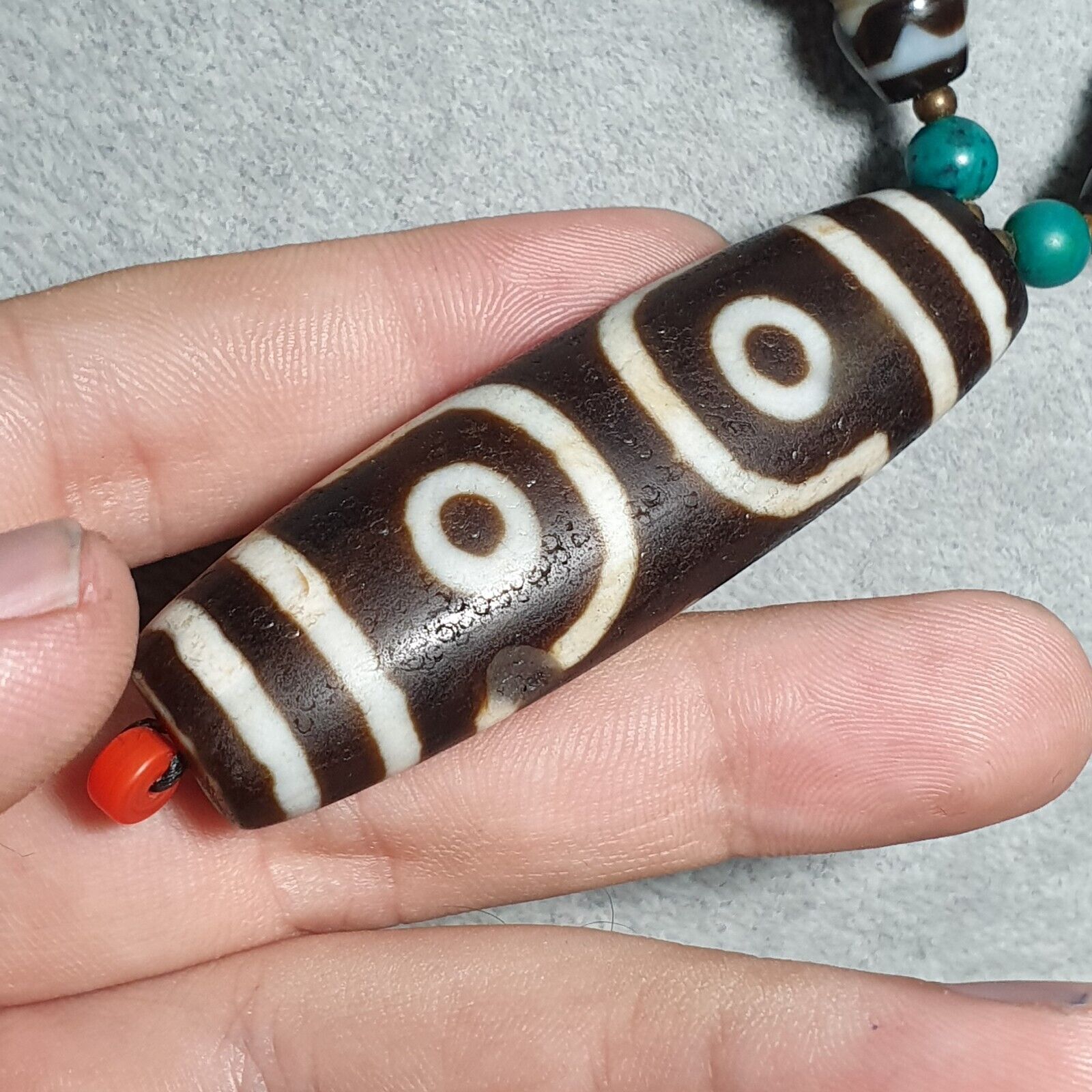 Antique Old Magnificent Tibetan Eyes in Eye Agate stone Dzi Beads Amulet