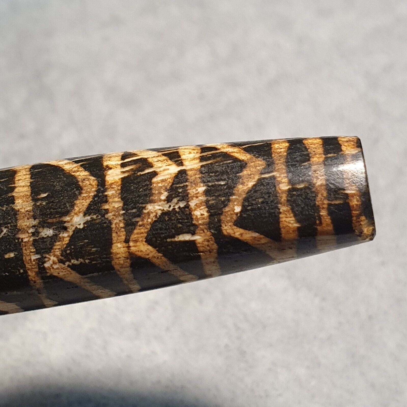 South Asian Burmese Antiques Trade Pumtek petrified Wood Bead 68.4mm