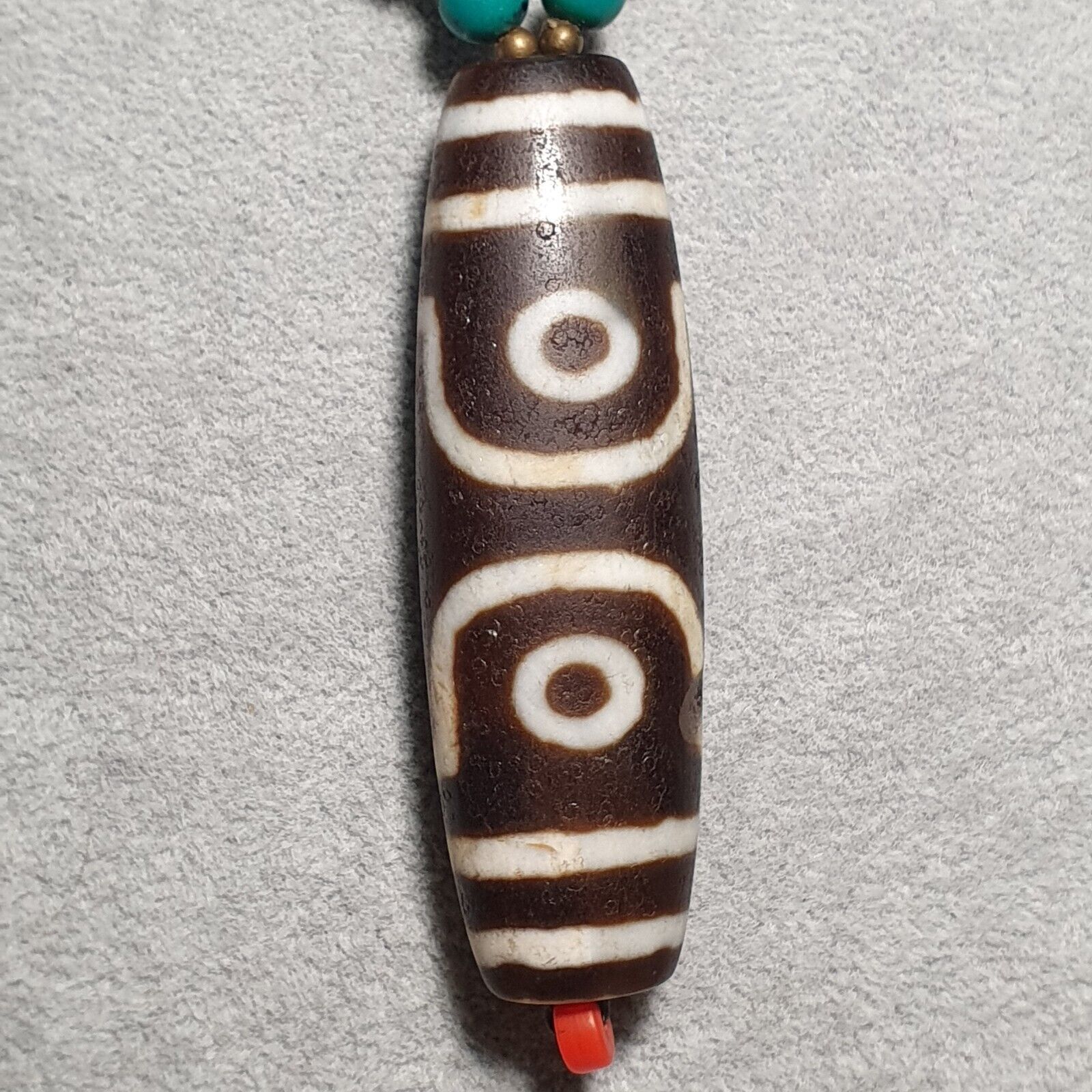 Antique Old Magnificent Tibetan Eyes in Eye Agate stone Dzi Beads Amulet