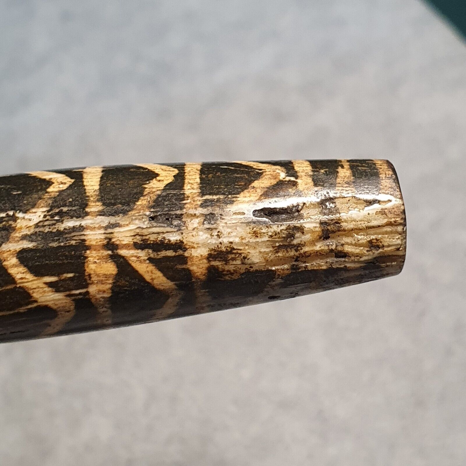 South Asian Burmese Antiques Trade Pumtek petrified Wood Bead 68.4mm