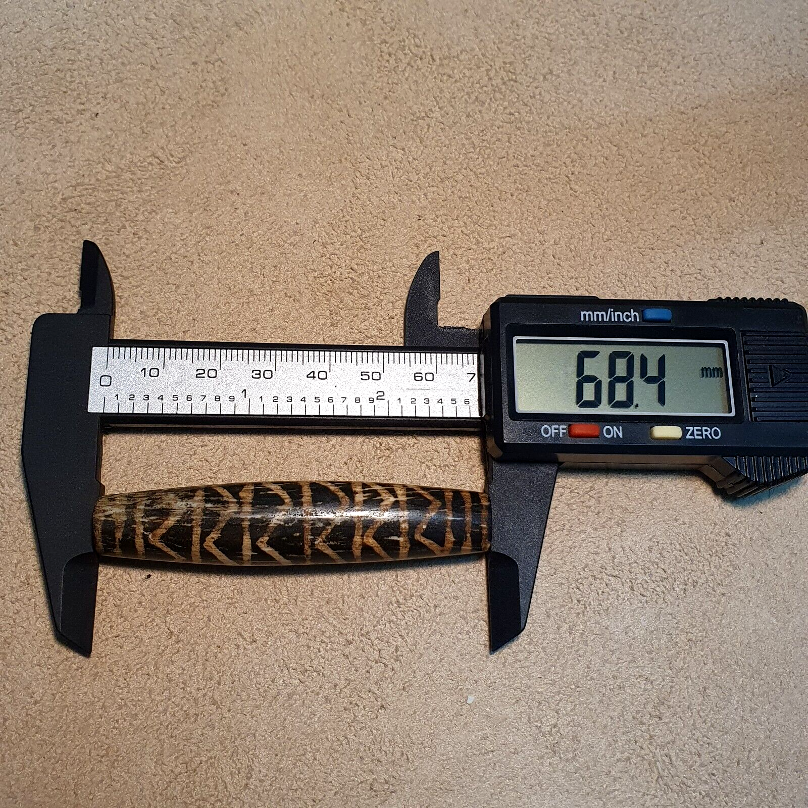 South Asian Burmese Antiques Trade Pumtek petrified Wood Bead 68.4mm