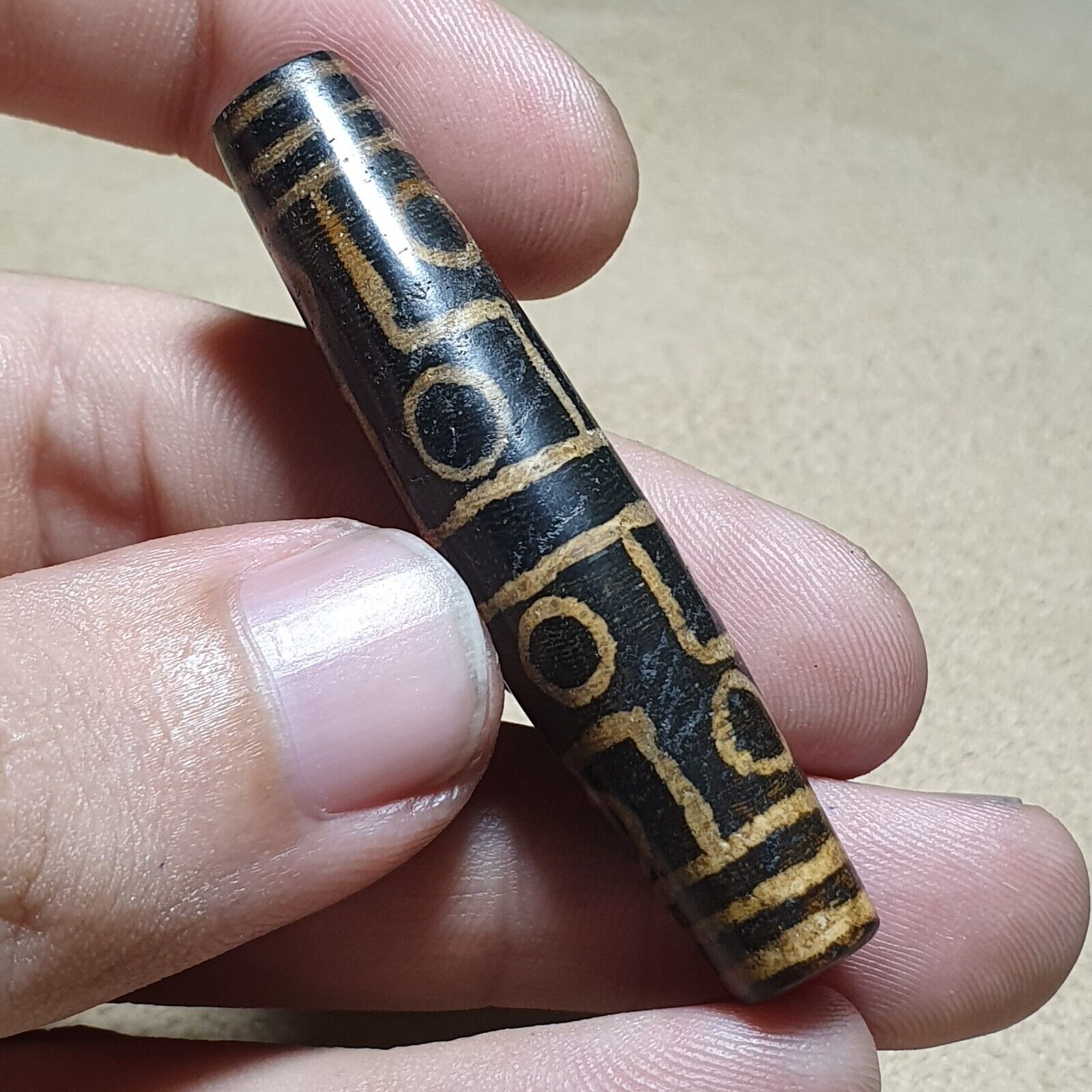 Eyes Pattern Antiquity Trade Pumtek petrified Wood Bead 57..4mm