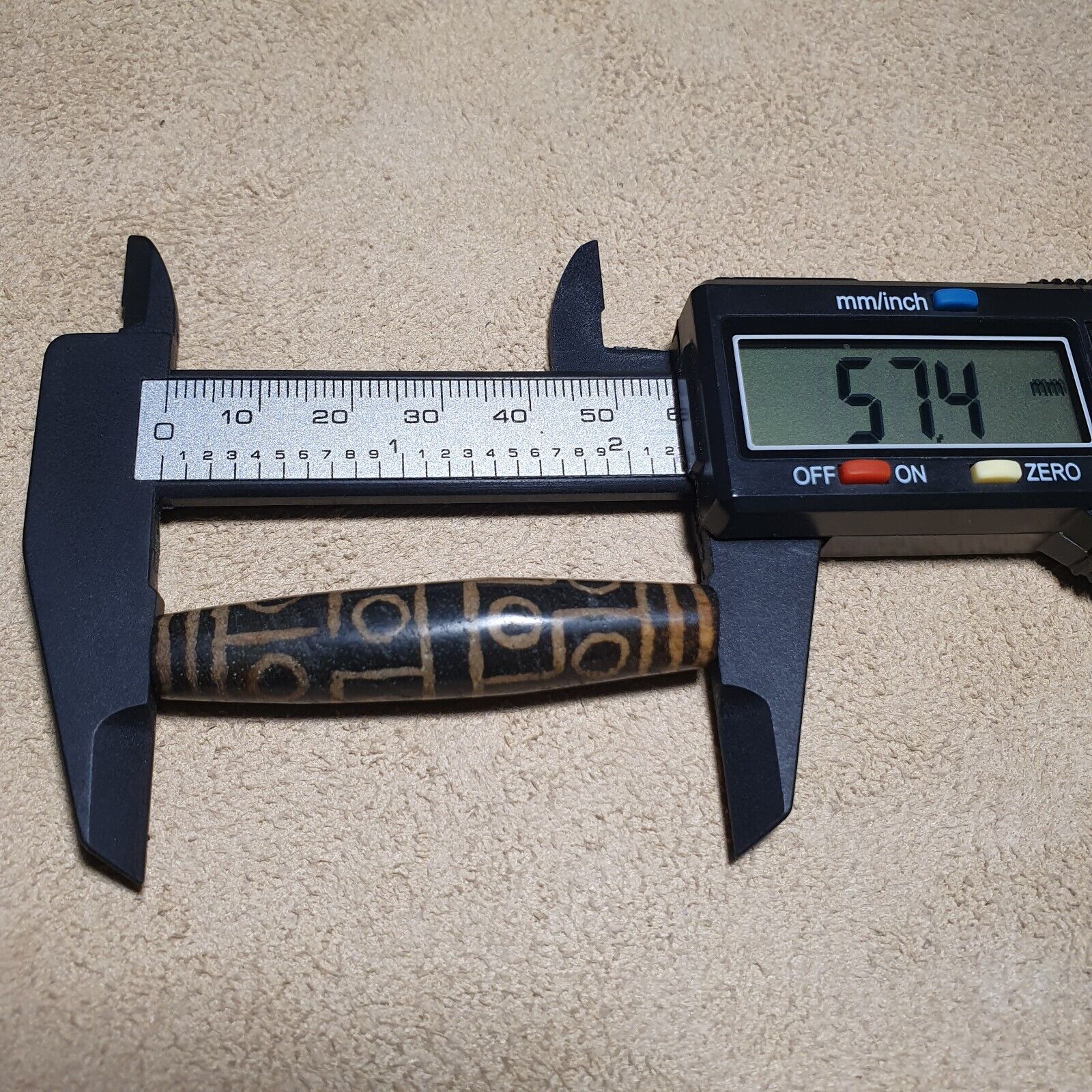 Eyes Pattern Antiquity Trade Pumtek petrified Wood Bead 57..4mm