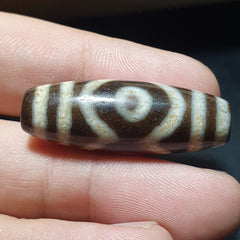 3 Eyes Vintage Tibetan Unique pattern Agate stone Dzi Amulet SHD-6