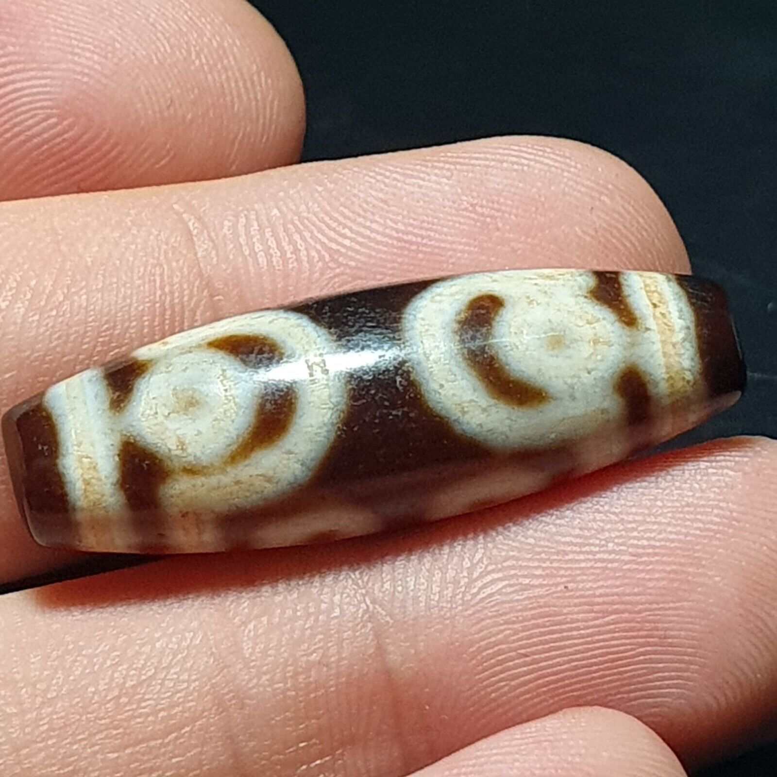 7 Eyes Vintage Tibetan Unique pattern Agate stone Dzi  Amulet SHD-5