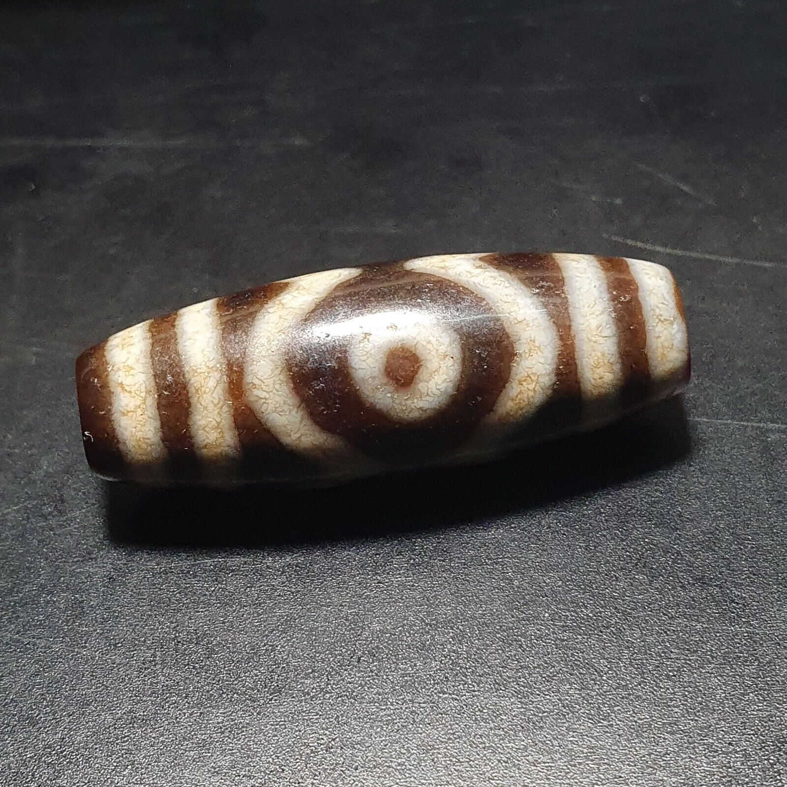 3 Eyes Vintage Tibetan Unique pattern Agate stone Dzi Amulet SHD-6