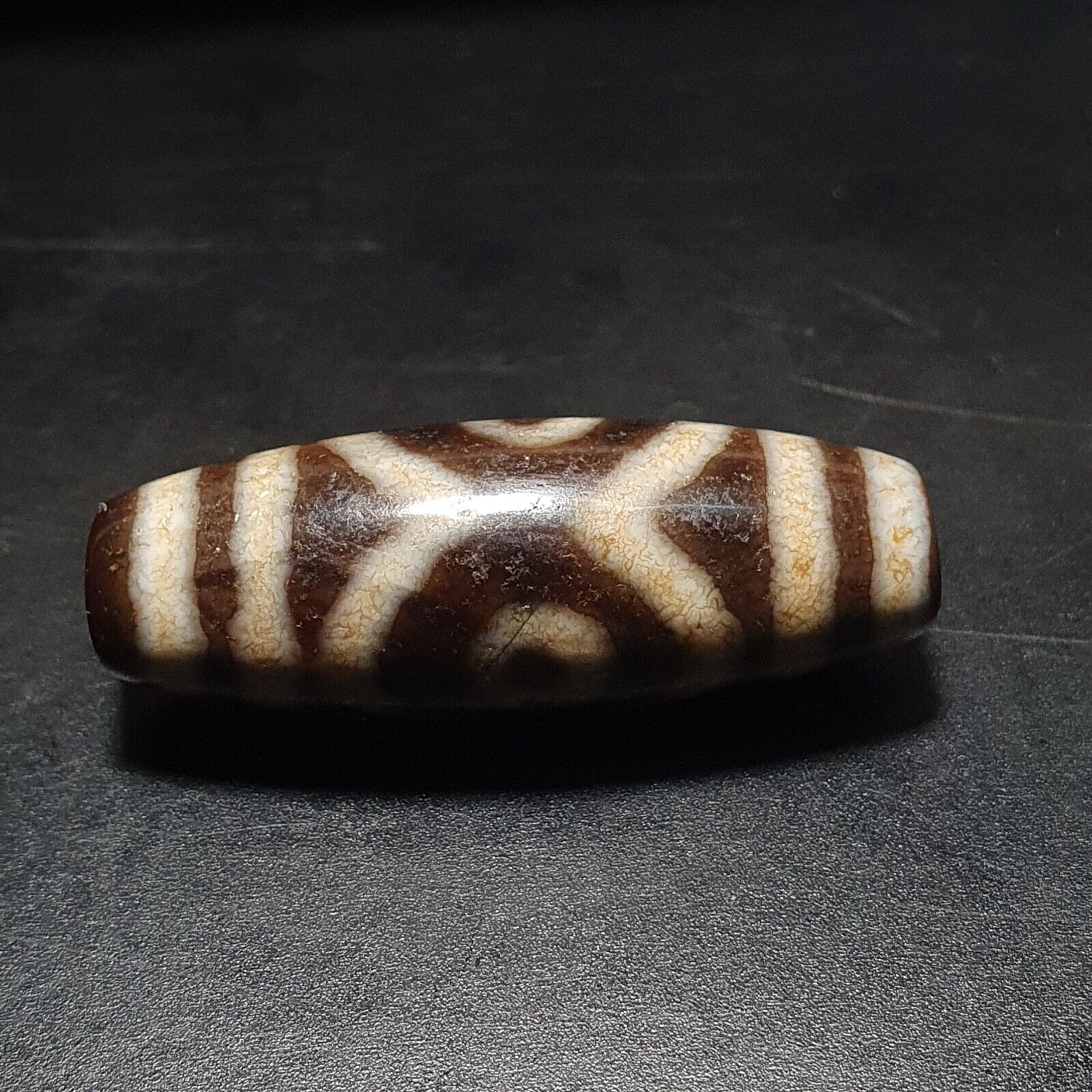 3 Eyes Vintage Tibetan Unique pattern Agate stone Dzi Amulet SHD-6