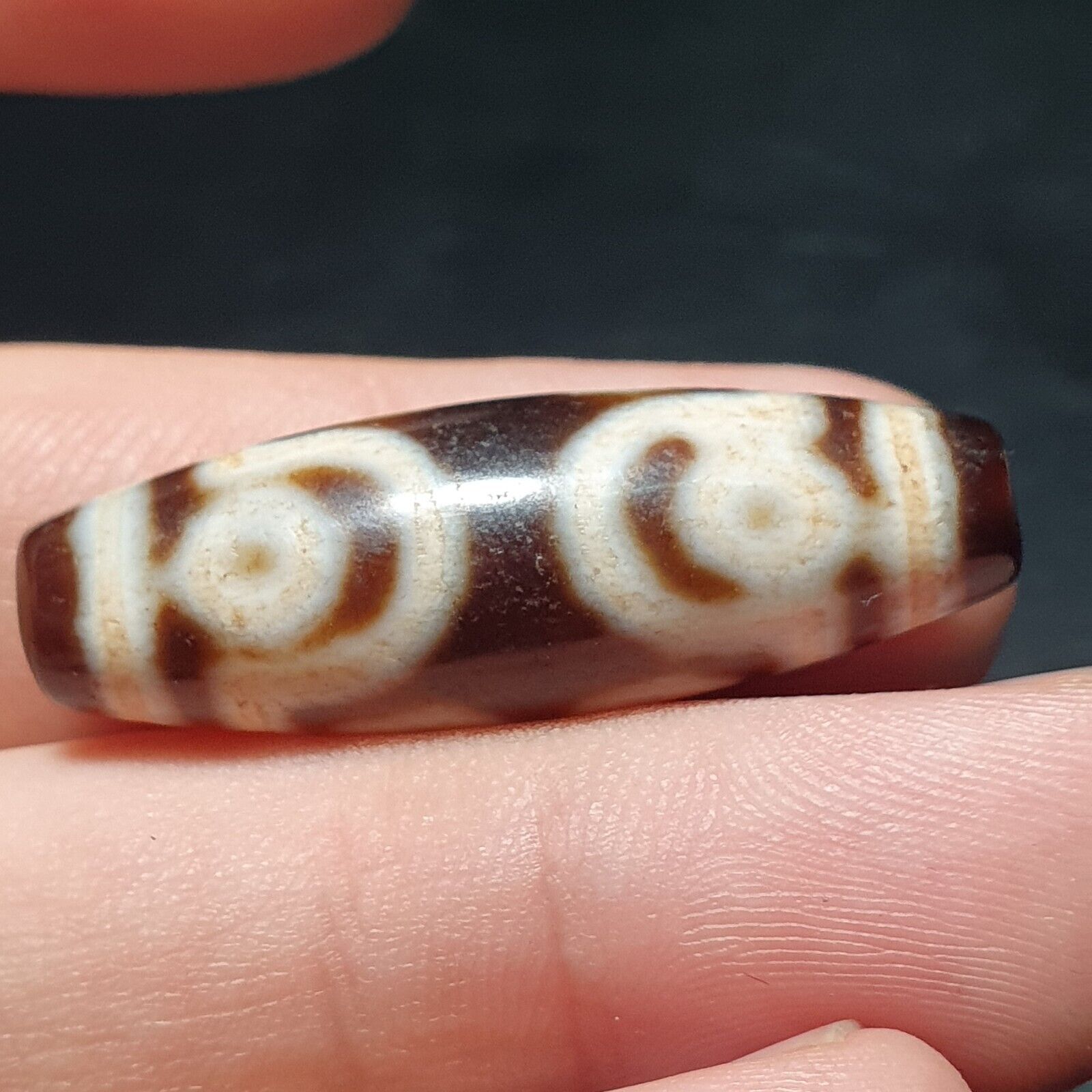 7 Eyes Vintage Tibetan Unique pattern Agate stone Dzi  Amulet SHD-5