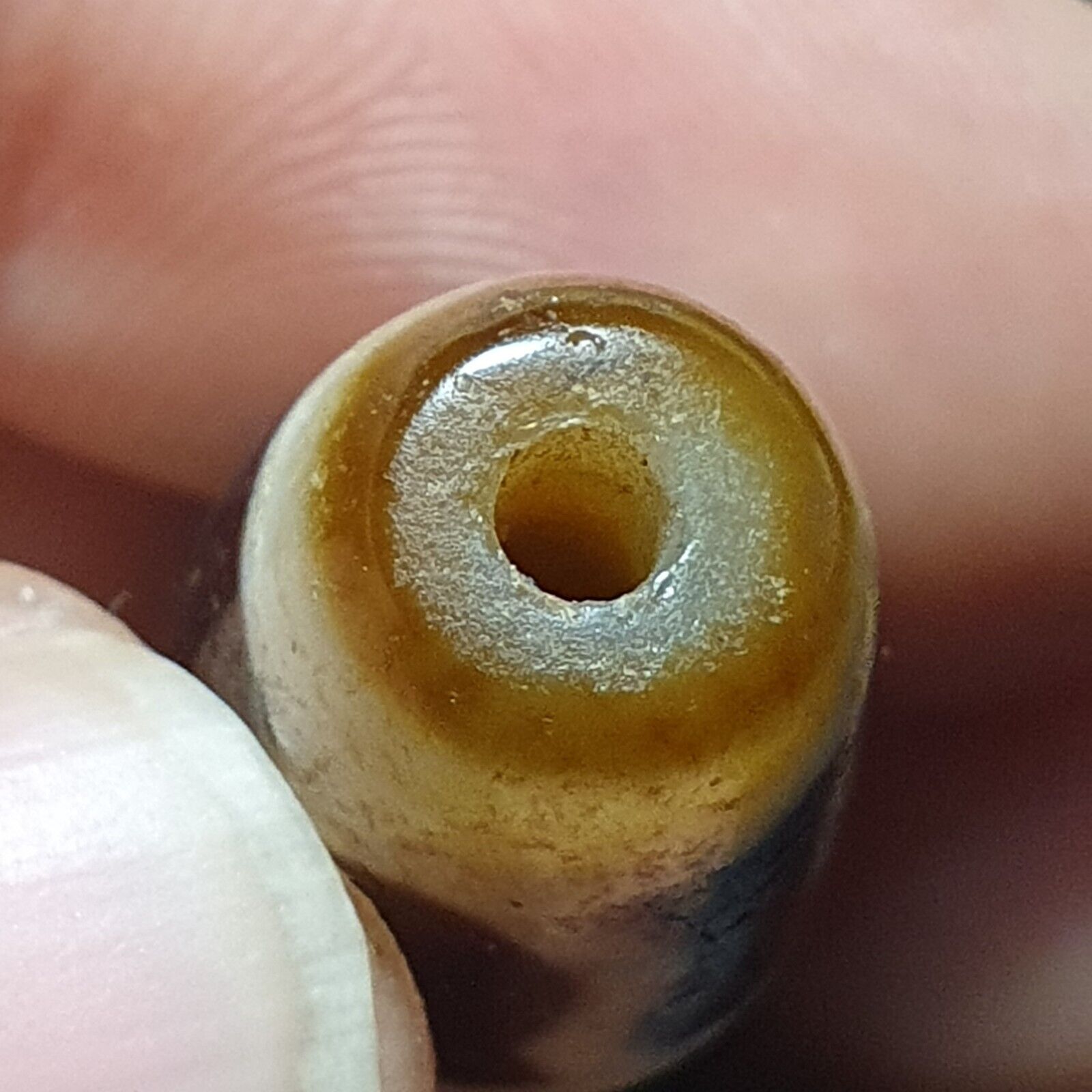 Antique Indo Tibetan Very Rare pattern Agate stone Dzi Amulet SHD-7