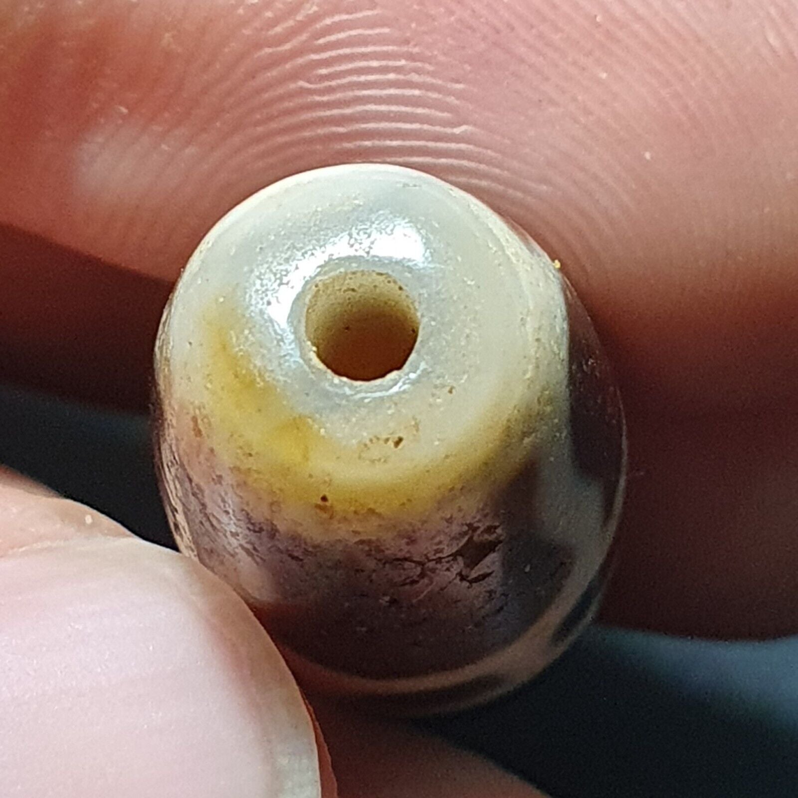 Antique Indo Tibetan Very Rare pattern Agate stone Dzi Amulet SHD-7