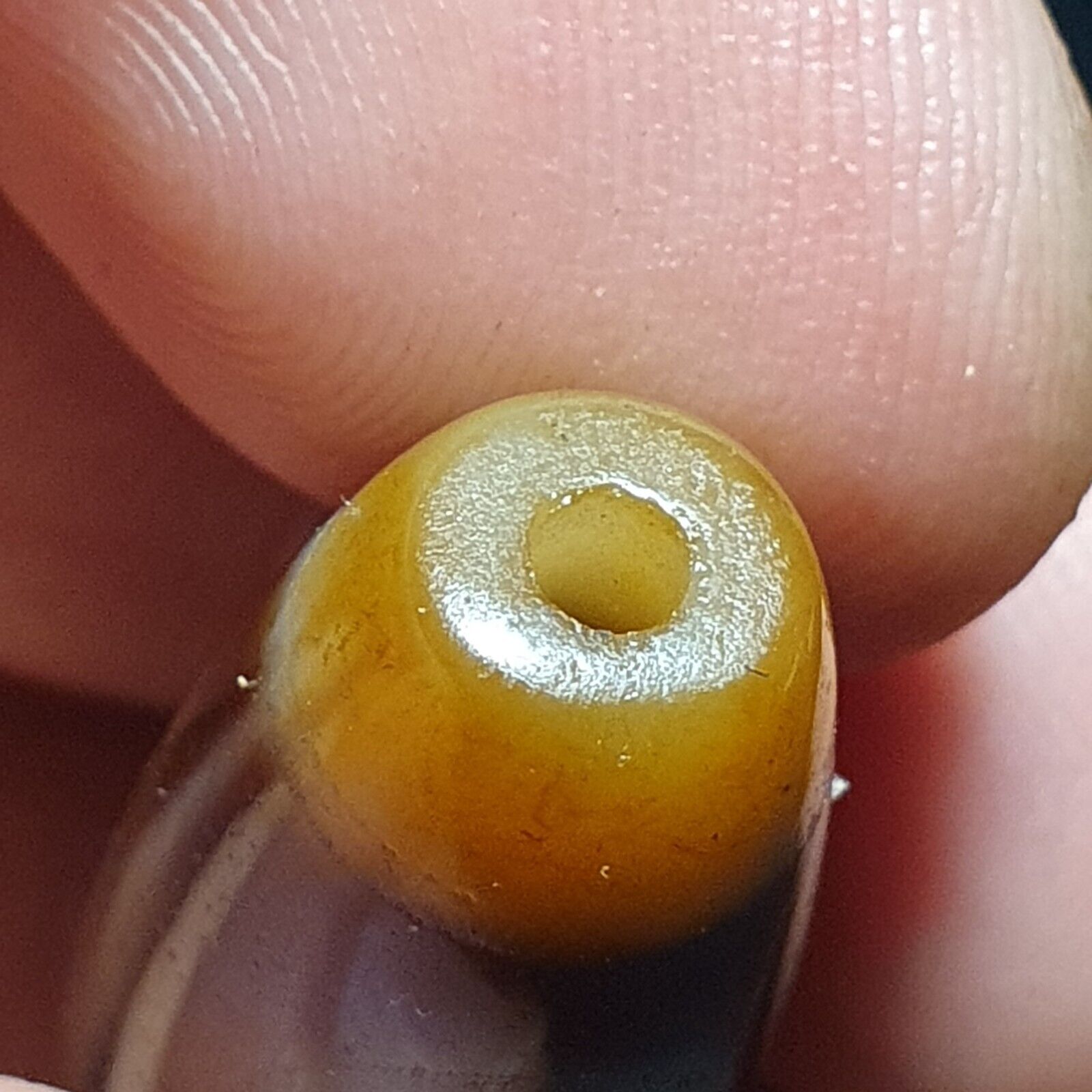 Vintage Tibetan 3 Circle Big Eye Unique pattern Agate stone Dzi  Amulet SHD-4