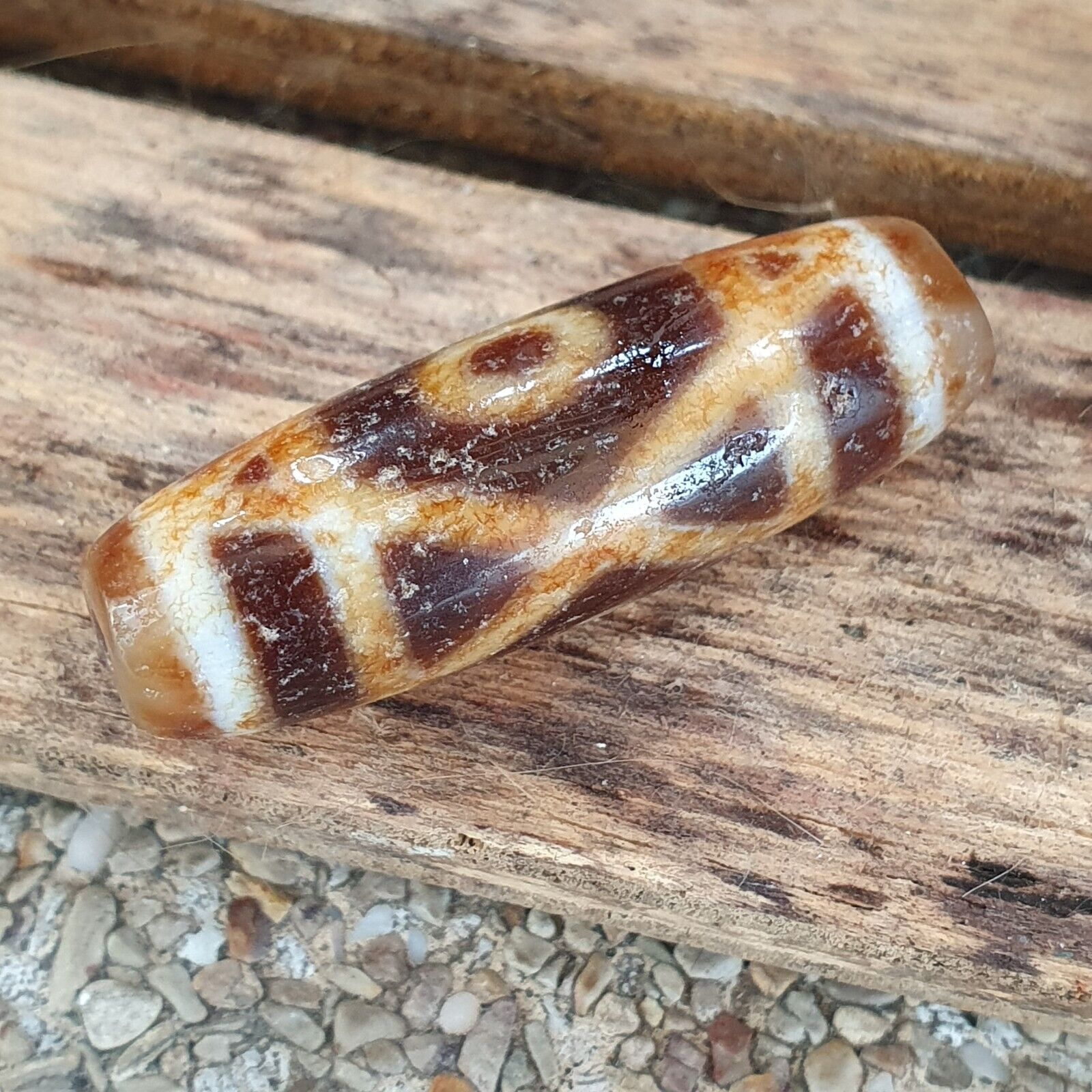 Rusted Himalayan Indo Tibetan Agate 2Eyes Bead Dzi Amulet ATB-5