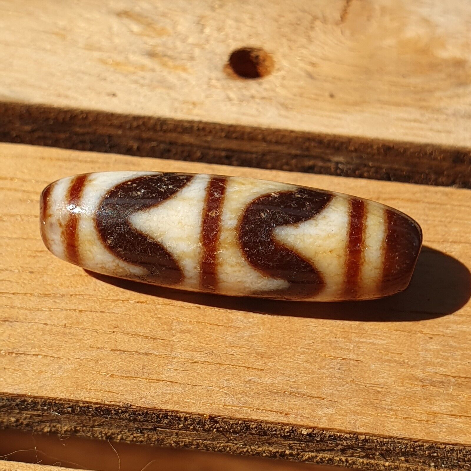 Himalayan Indo Tibetan Agate ZigZag Lines Bead unique Patterns Dzi Amulet