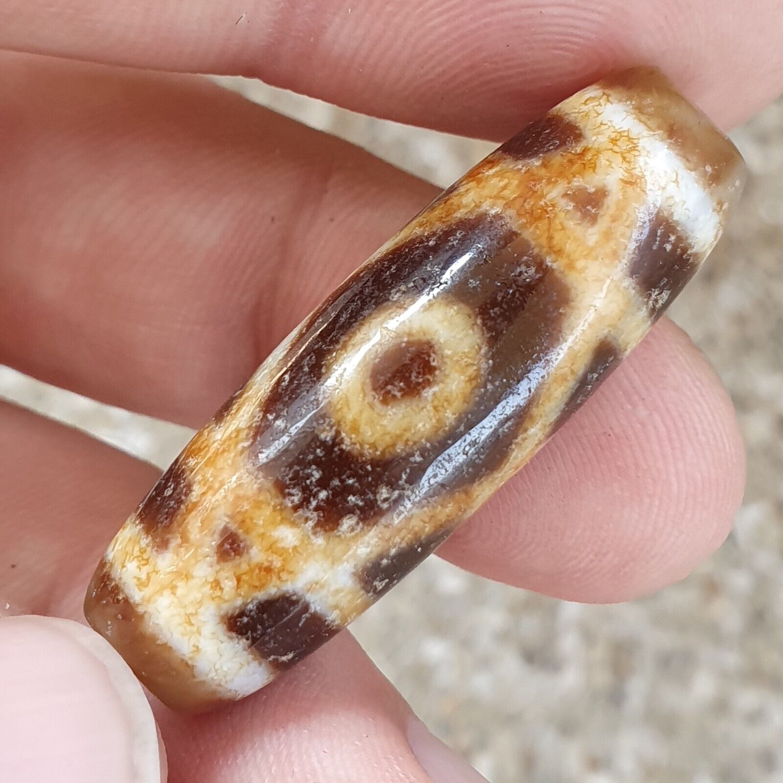 Rusted Himalayan Indo Tibetan Agate 2Eyes Bead Dzi Amulet ATB-5