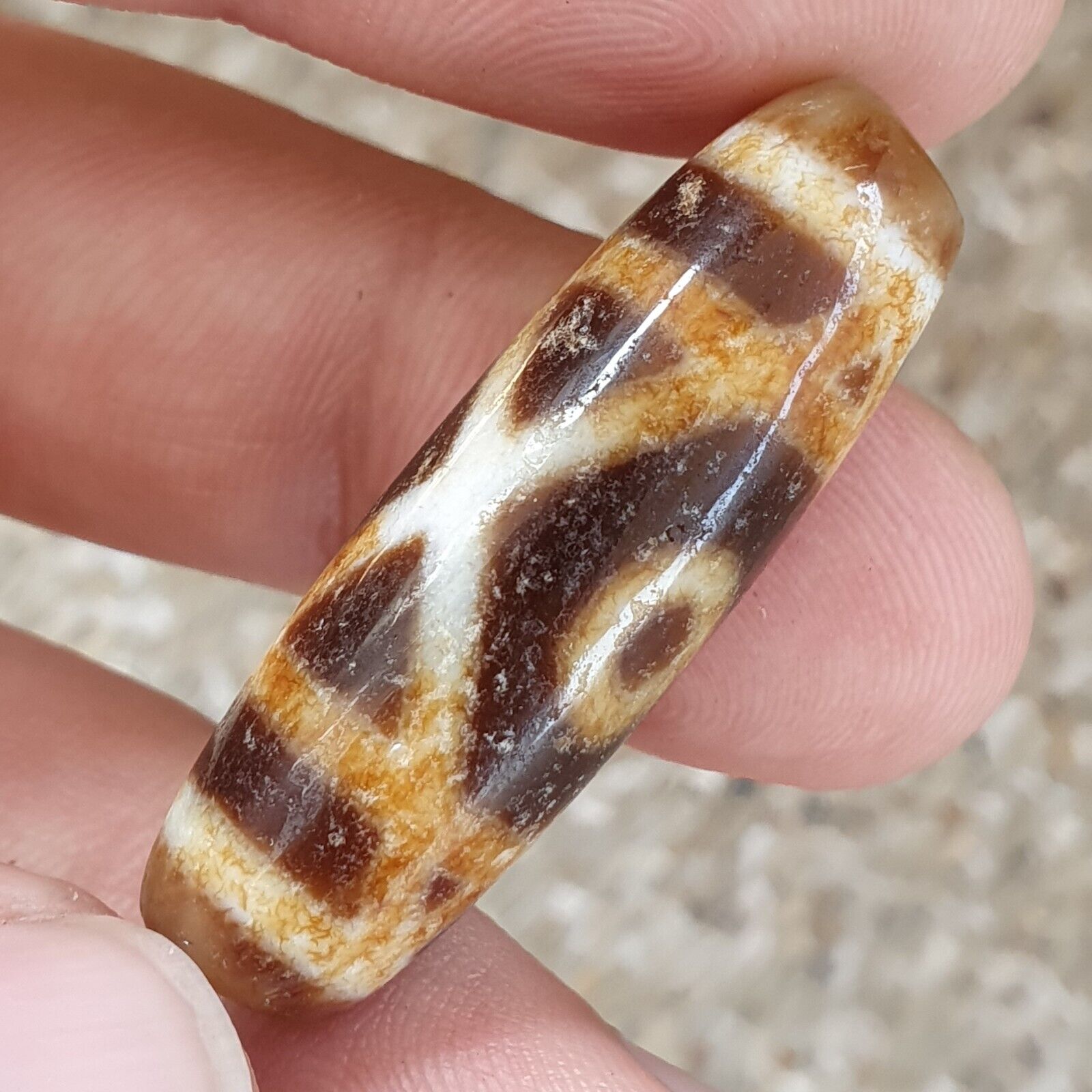 Rusted Himalayan Indo Tibetan Agate 2Eyes Bead Dzi Amulet ATB-5
