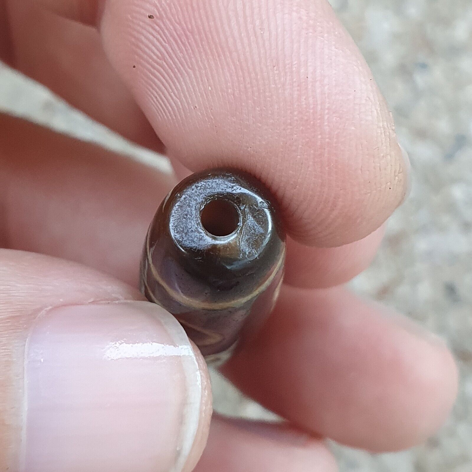 Nepalese Tibetan Himalayan 4 eyes Agate stone Dzi Bead Amulet AT12