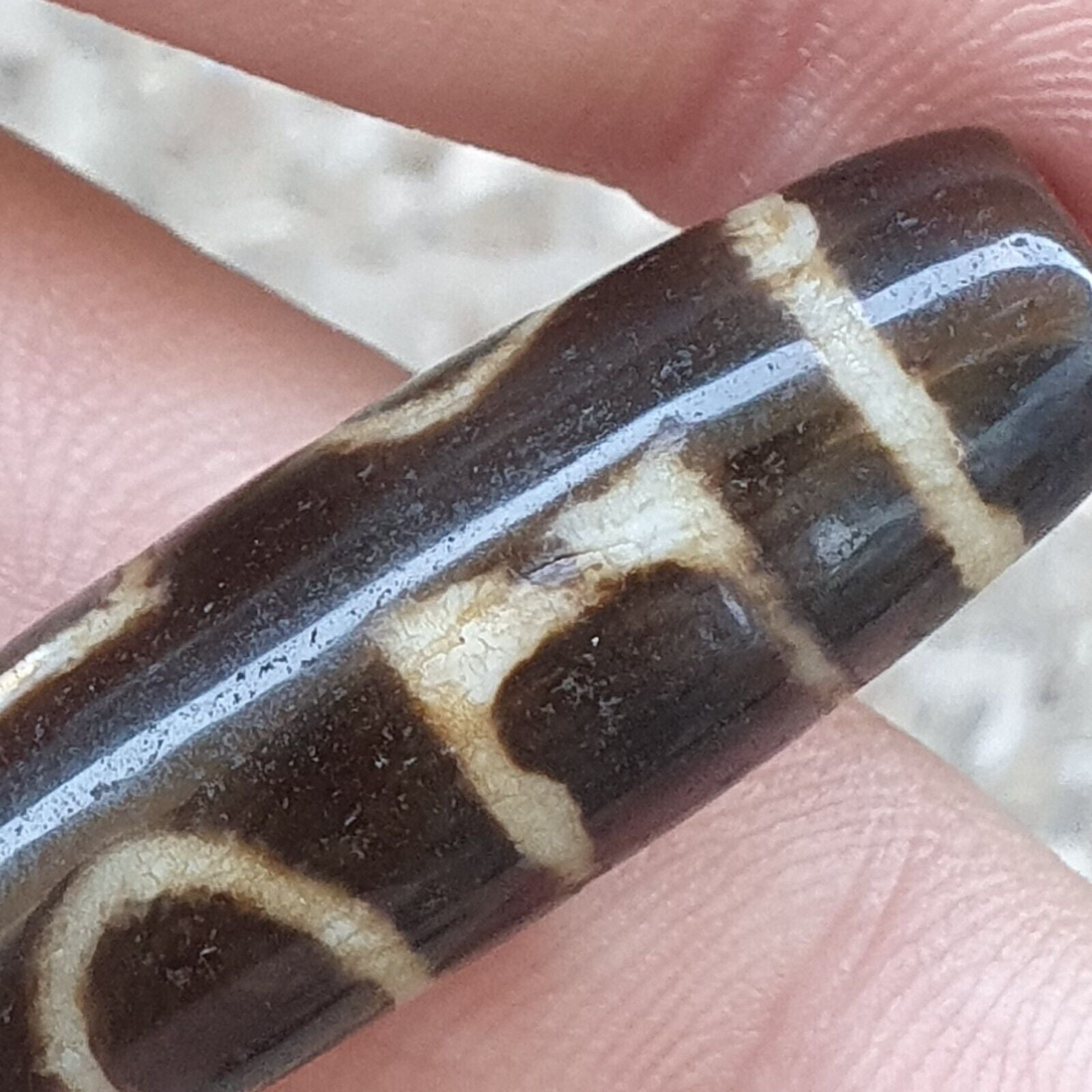 Nepalese Tibetan Himalayan 4 eyes Agate stone Dzi Bead Amulet AT12