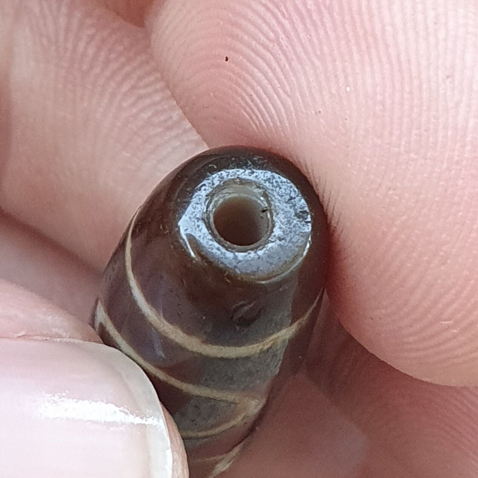 Nepalese Tibetan Himalayan 4 eyes Agate stone Dzi Bead Amulet AT12