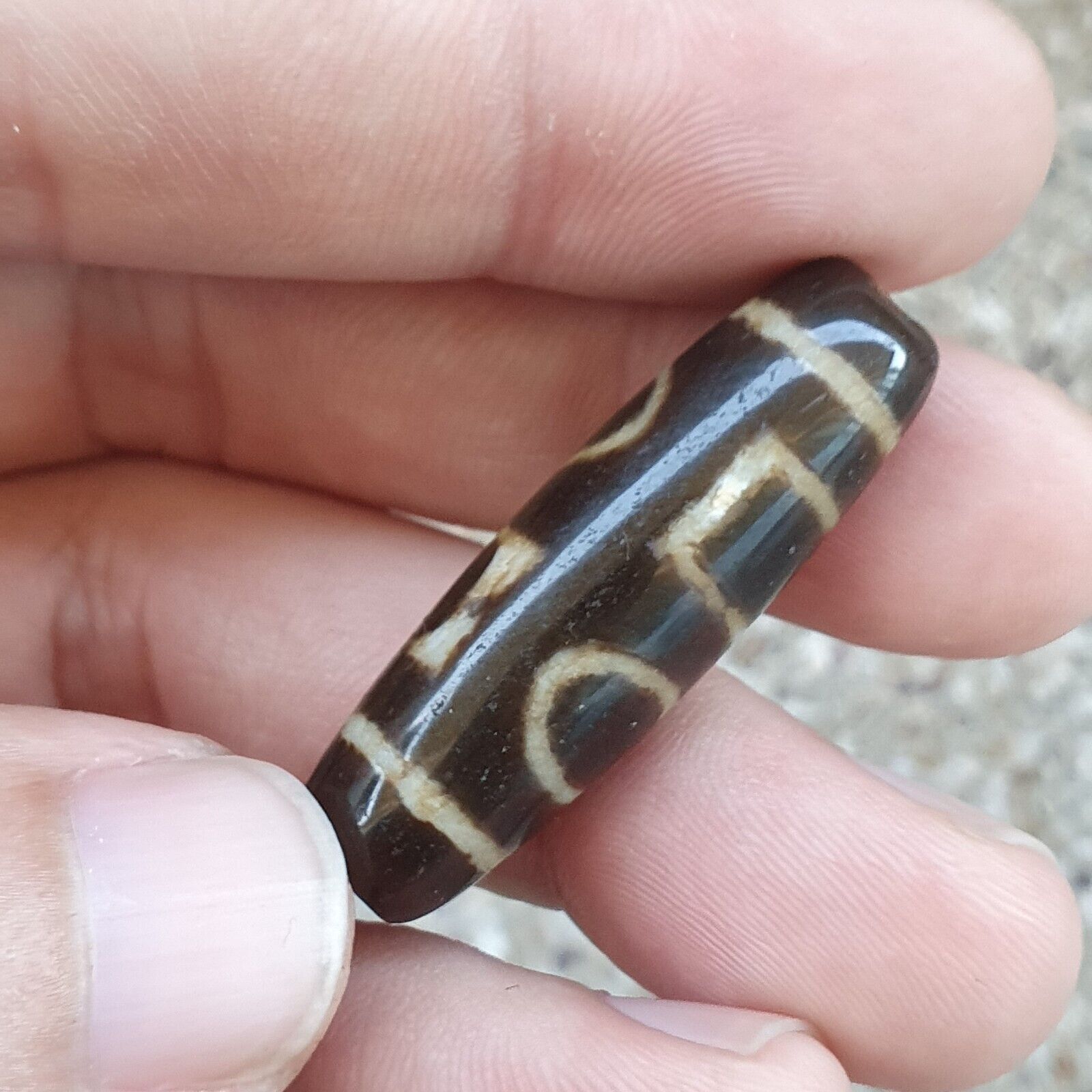 Nepalese Tibetan Himalayan 4 eyes Agate stone Dzi Bead Amulet AT12