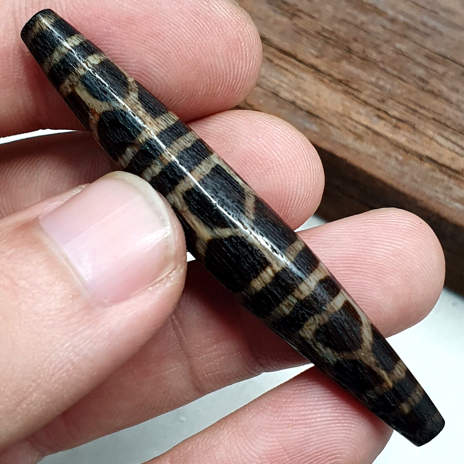 Vintage South Asian Burma Old Pumtek pyu beads petrified Wood Stone bead