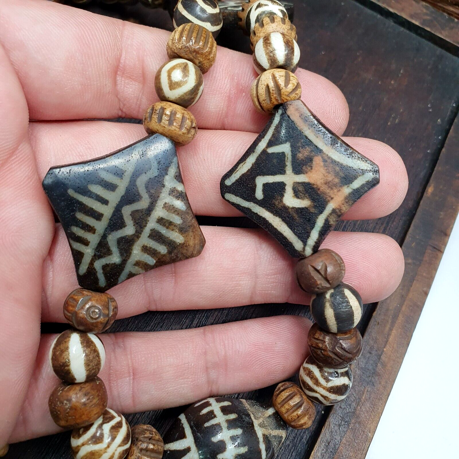 Antique South Asian Burmese Pumtek Pyu Beads Long Necklace