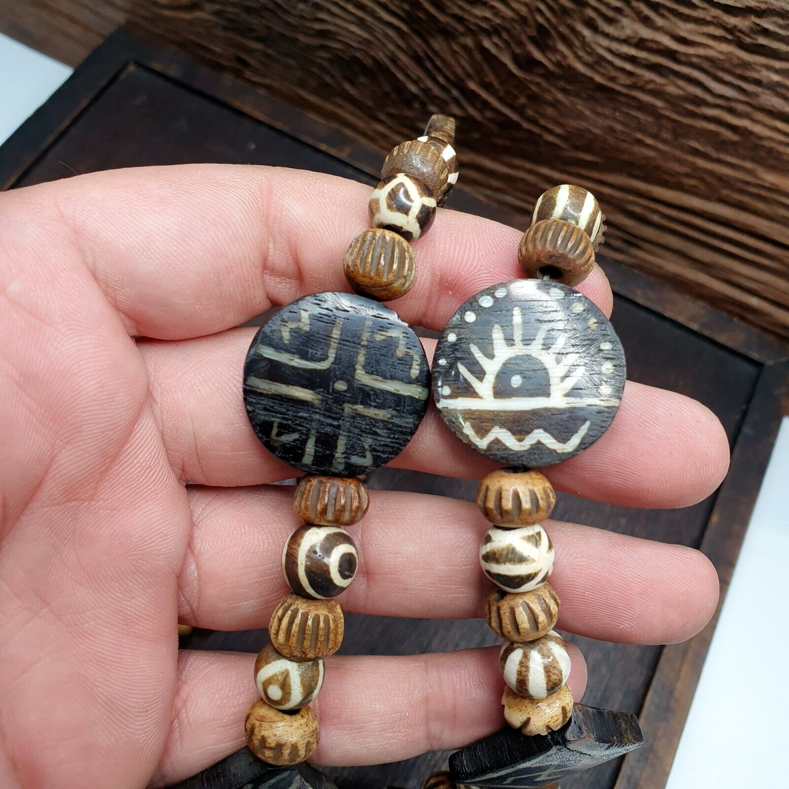 Antique South Asian Burmese Pumtek Pyu Beads Long Necklace