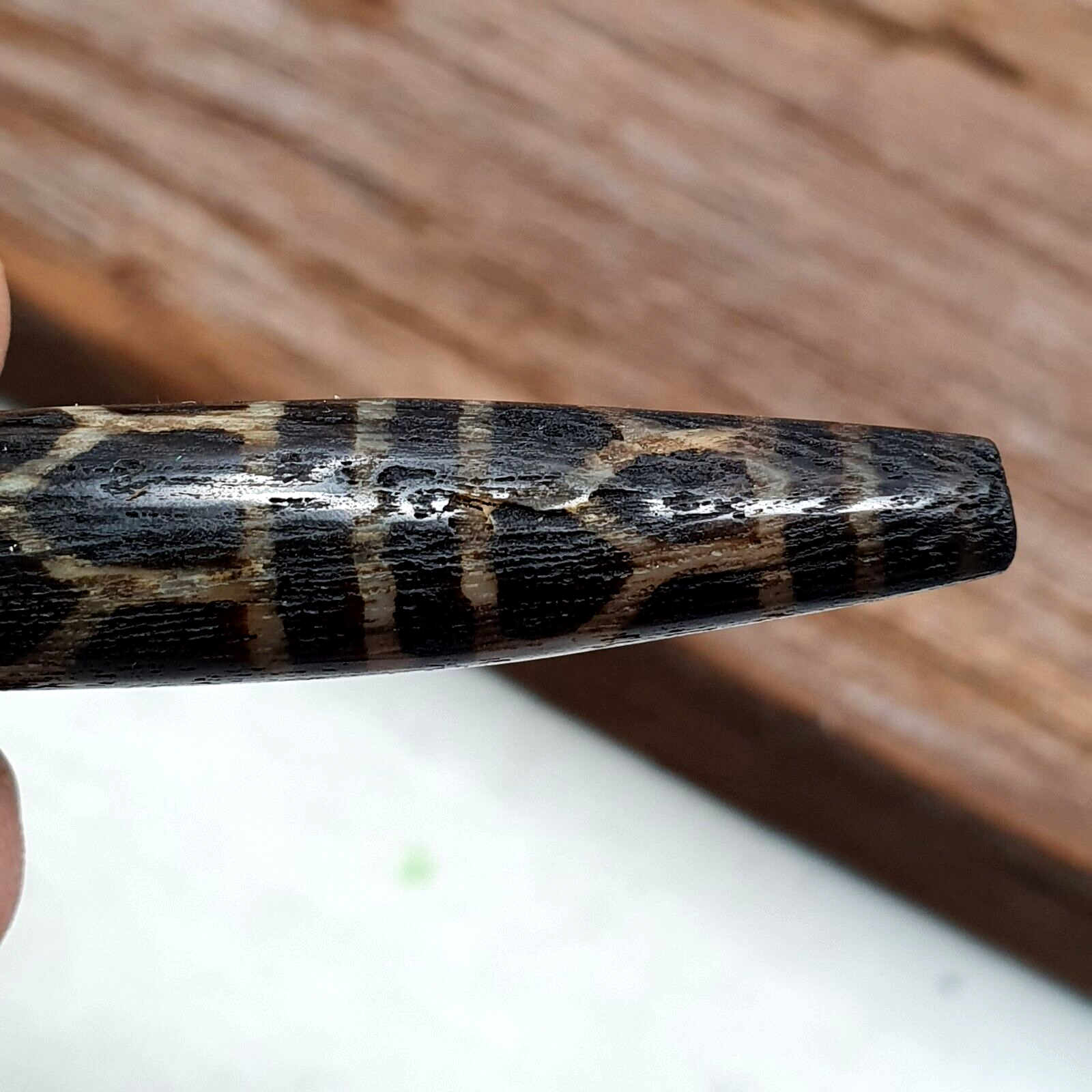 Vintage South Asian Burma Old Pumtek pyu beads petrified Wood Stone bead