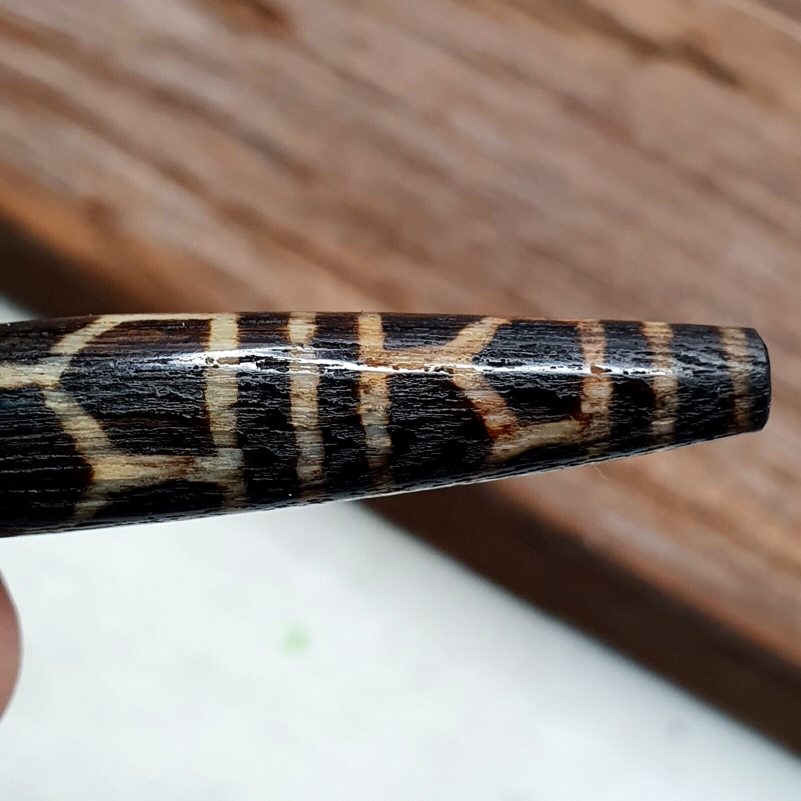 Vintage South Asian Burma Old Pumtek pyu beads petrified Wood Stone bead