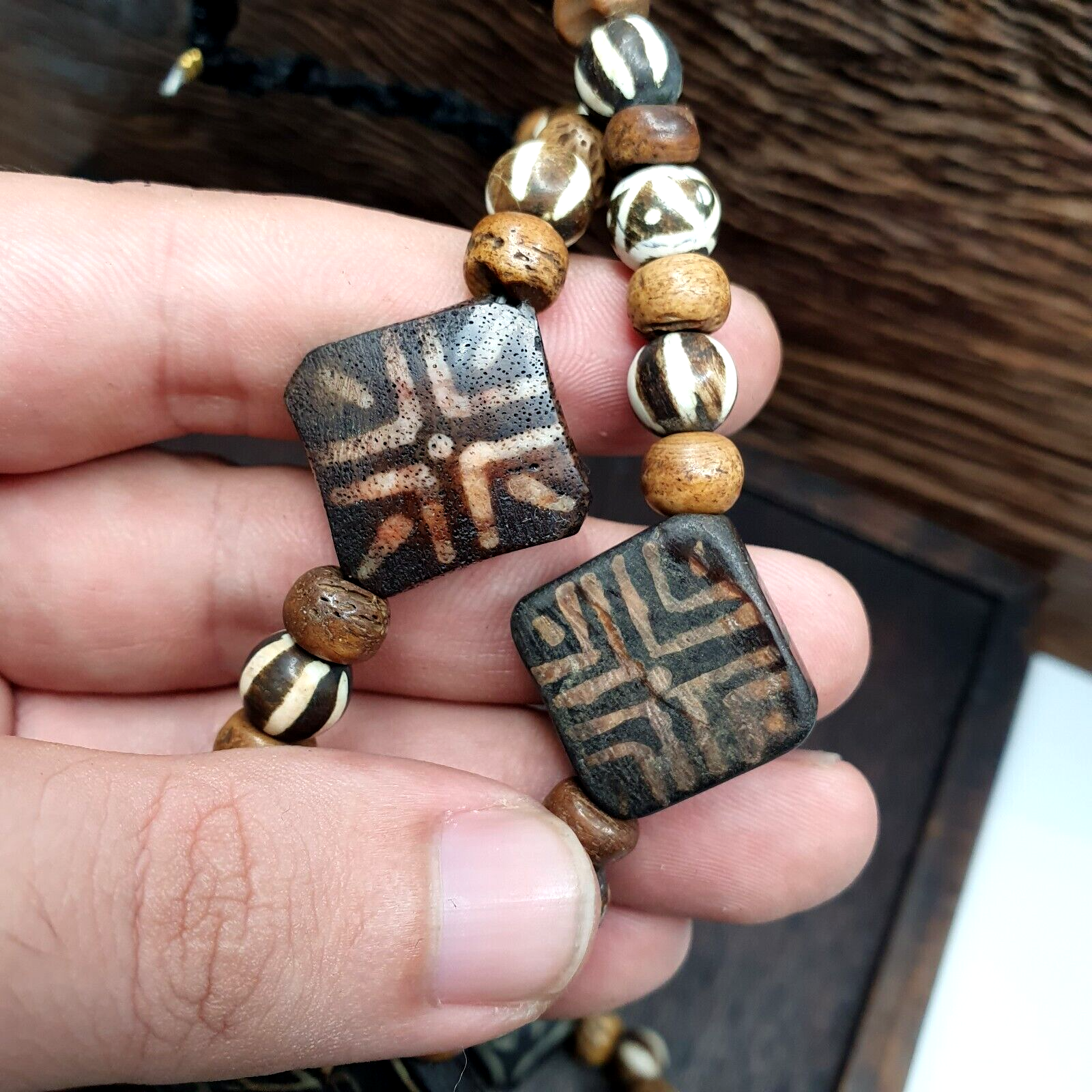 Antique South Asian Burmese Pumtek Pyu Beads Long Necklace