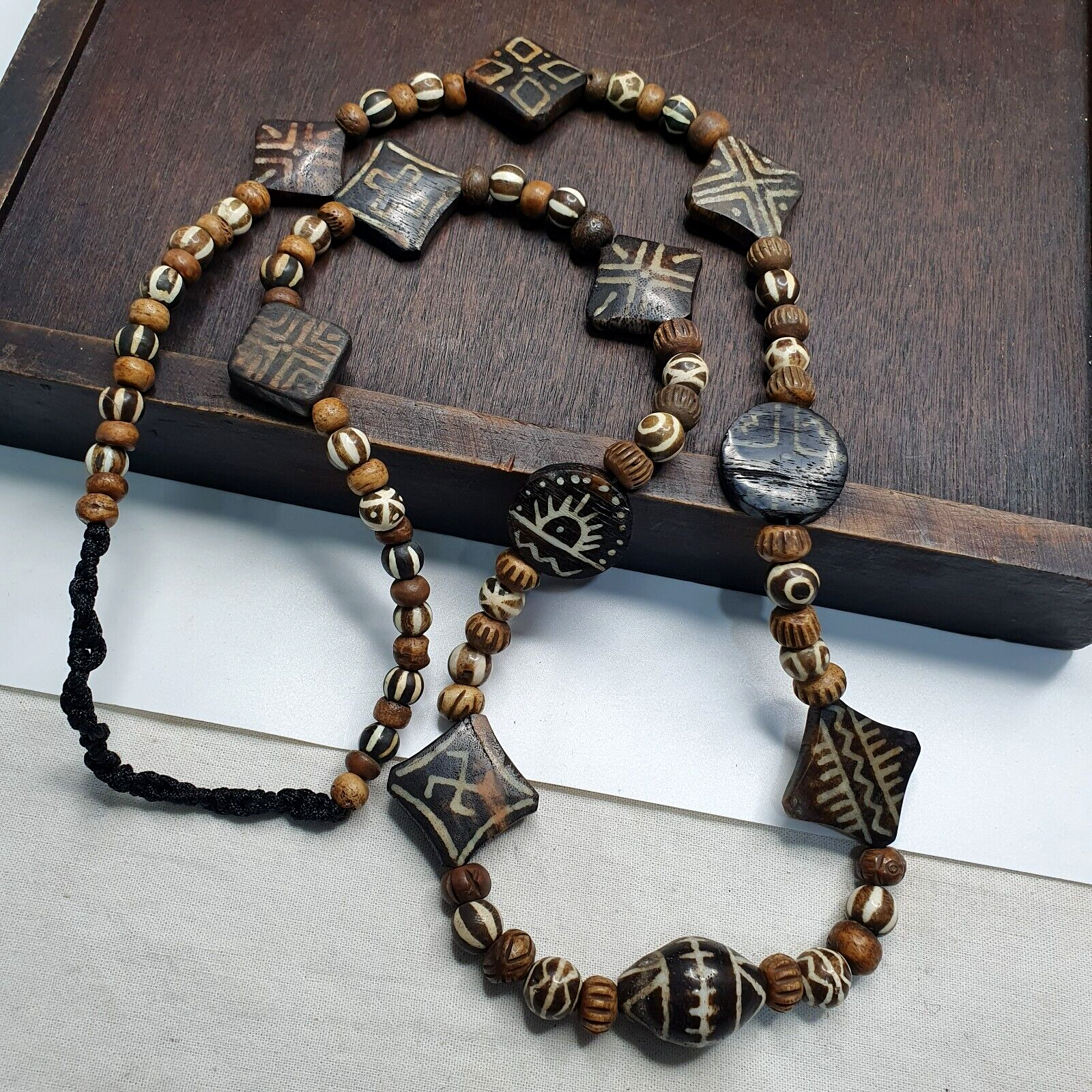 Antique South Asian Burmese Pumtek Pyu Beads Long Necklace