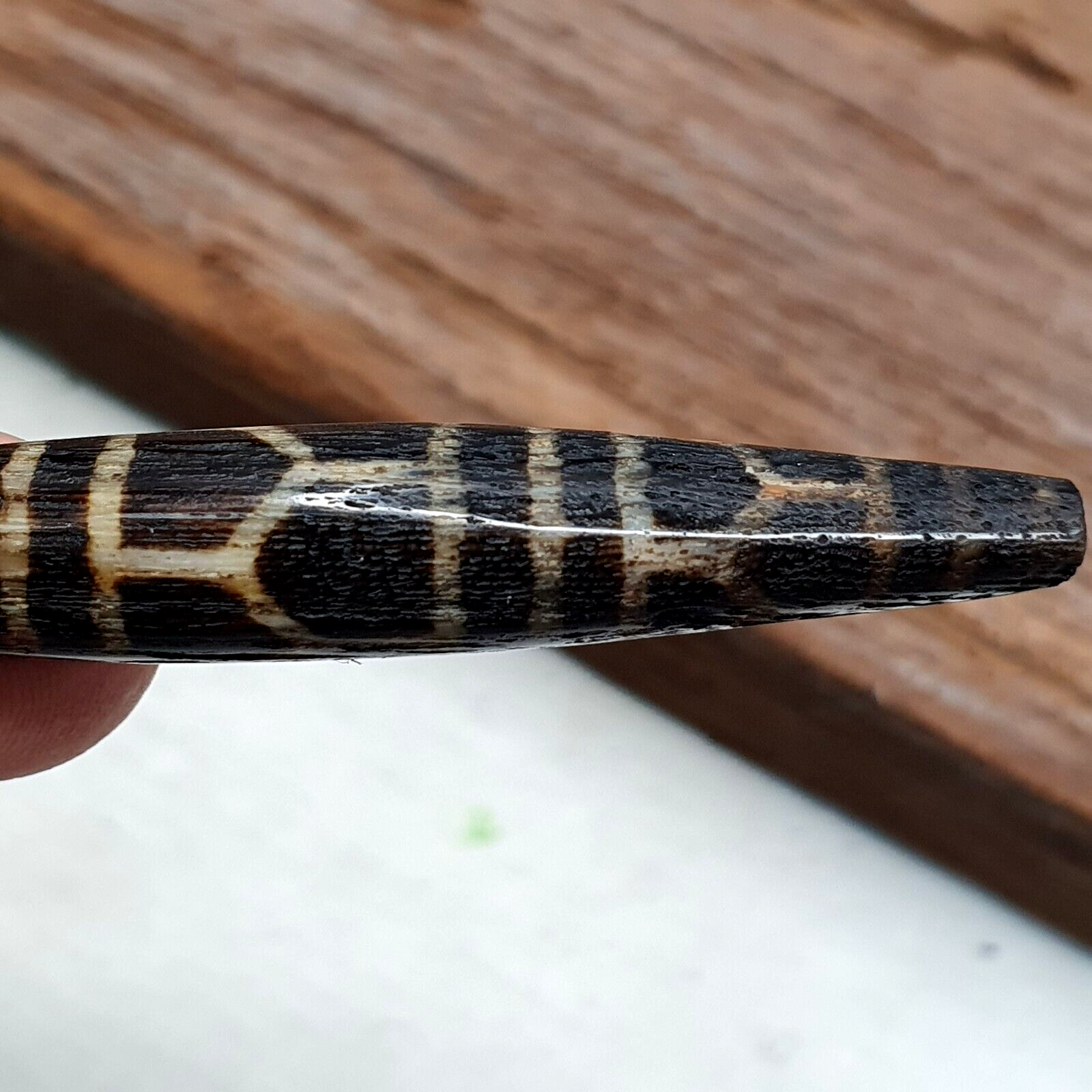 Vintage South Asian Burma Old Pumtek pyu beads petrified Wood Stone bead