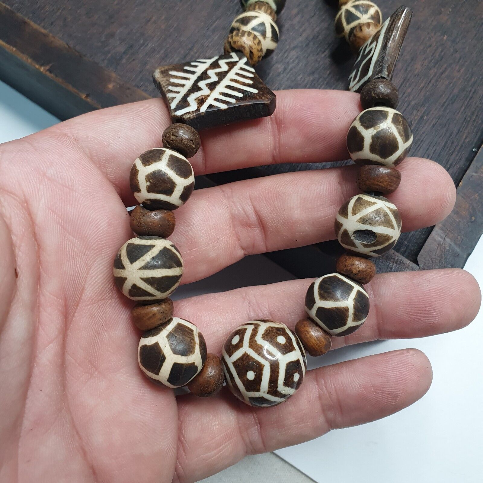 Vintage Pumtek Pyu Burmese Beads Long Necklace