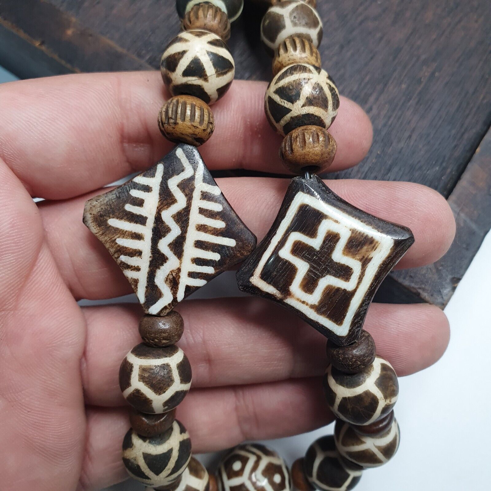 Vintage Pumtek Pyu Burmese Beads Long Necklace