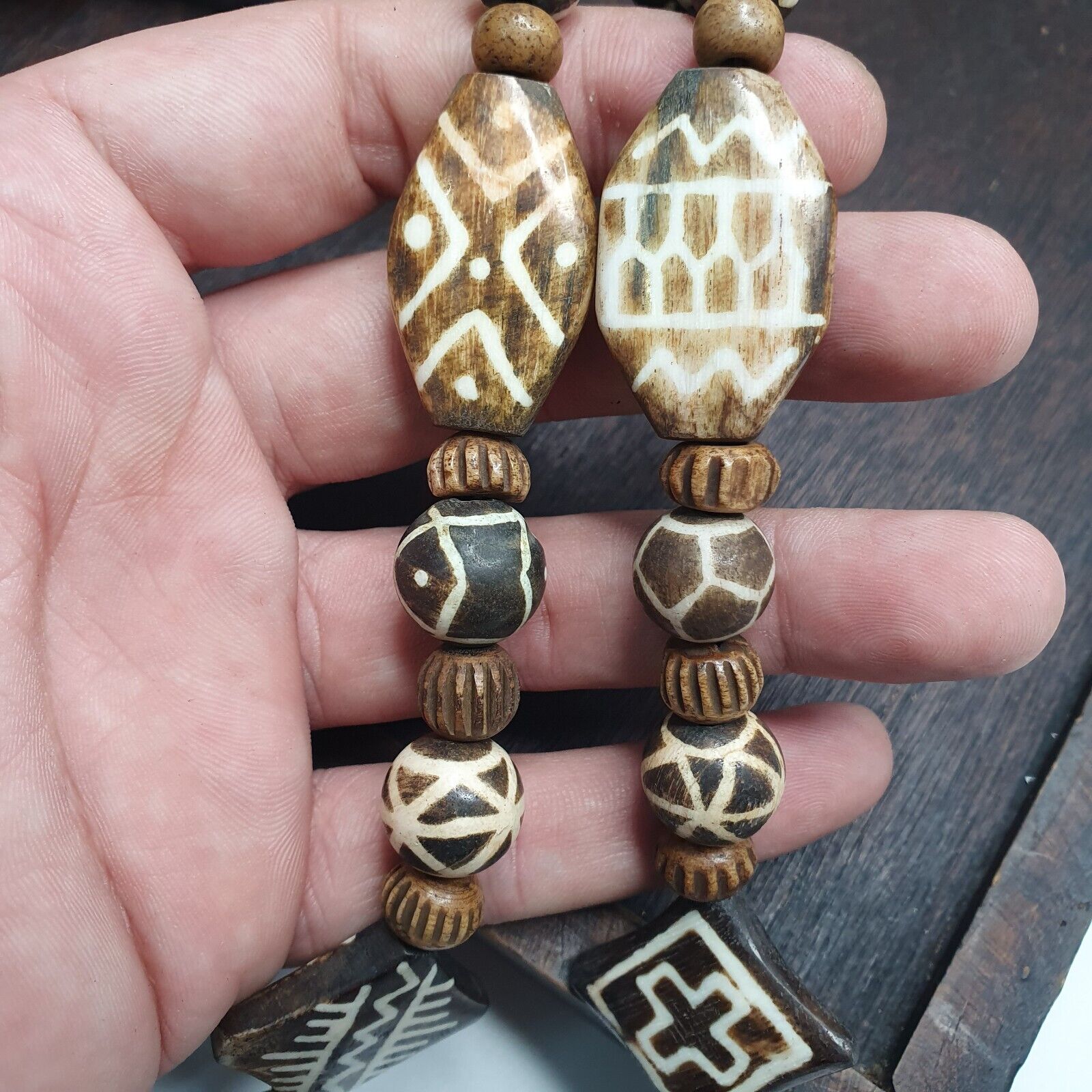 Vintage Pumtek Pyu Burmese Beads Long Necklace