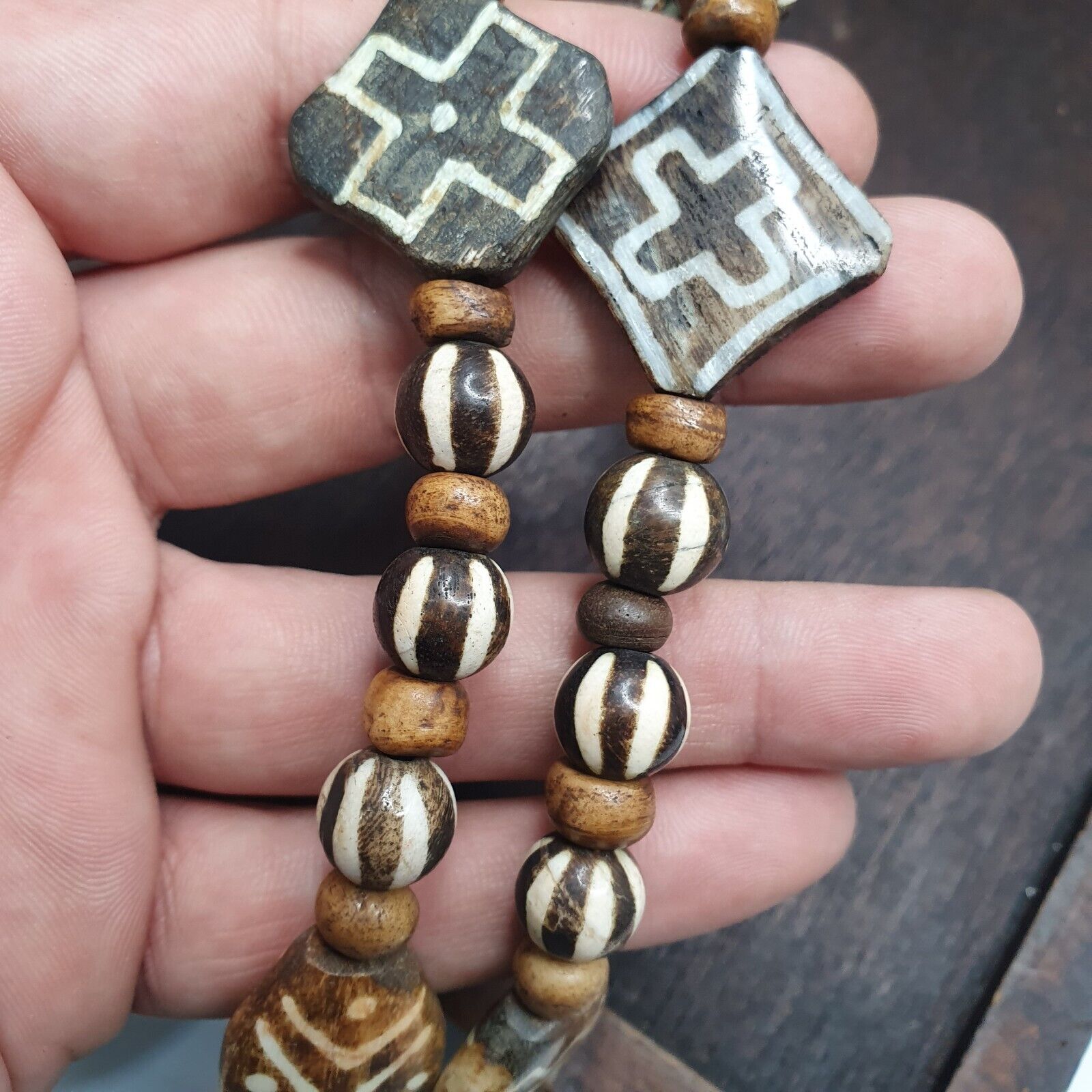 Vintage Pumtek Pyu Burmese Beads Long Necklace