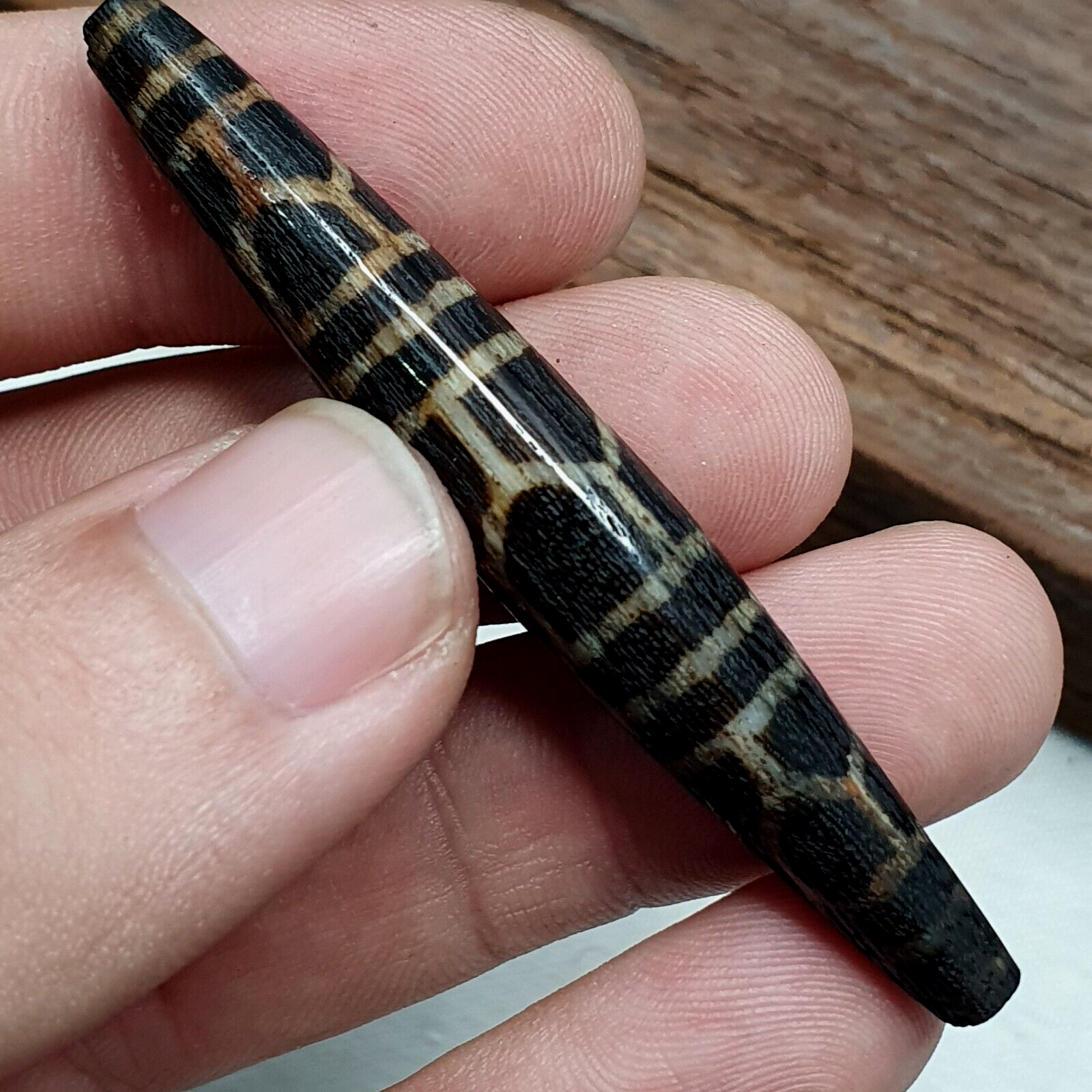 Vintage South Asian Burma Old Pumtek pyu beads petrified Wood Stone bead