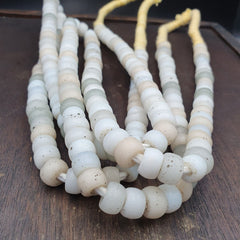 Vintage OLD AFRICAN White GLASS ANTIQUE BEADS 11-11.5MM 100+ beads Strand