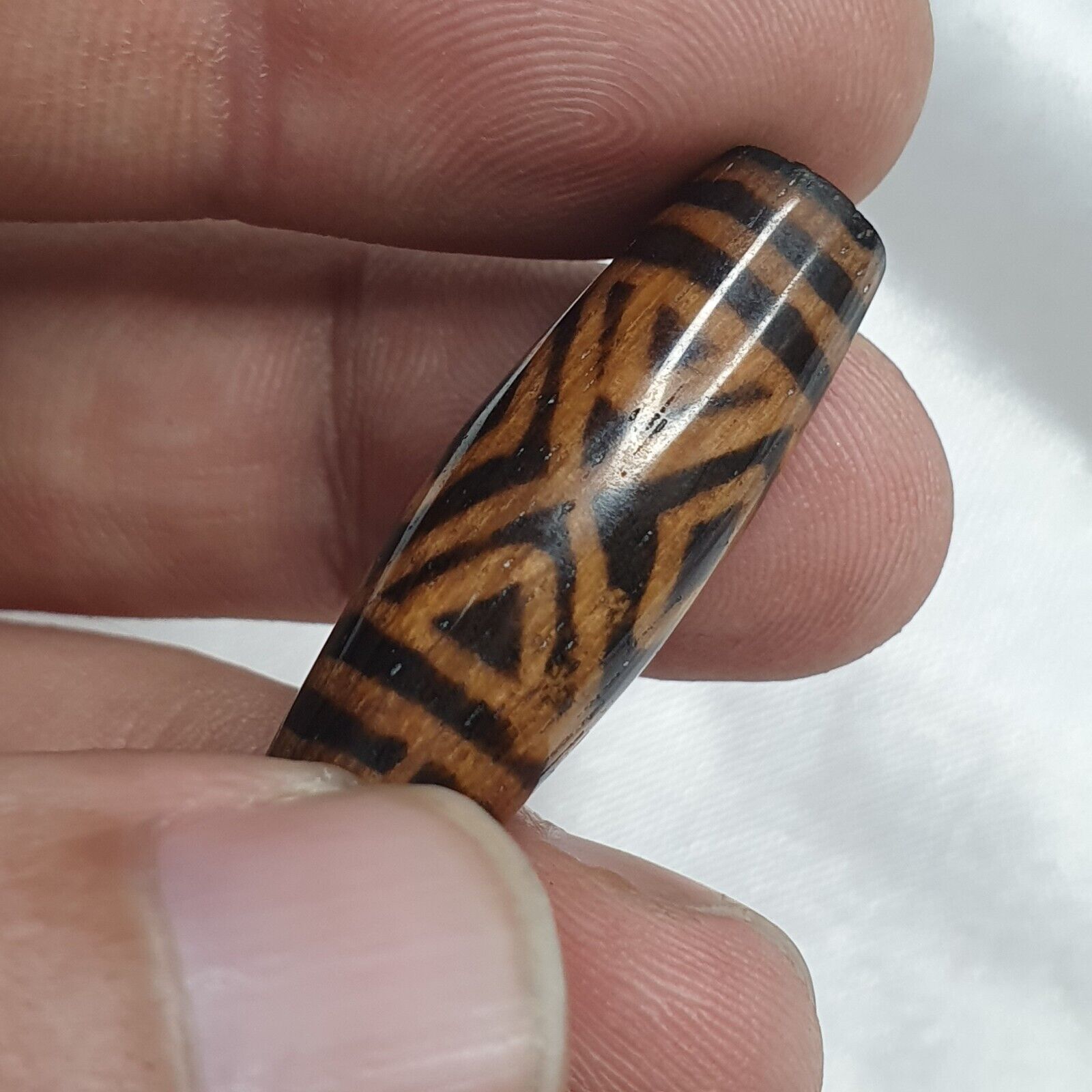 Antique PUMTEK PYU BEAD Rare pattern TUBE BEAD SILKY PATINA PBD-1