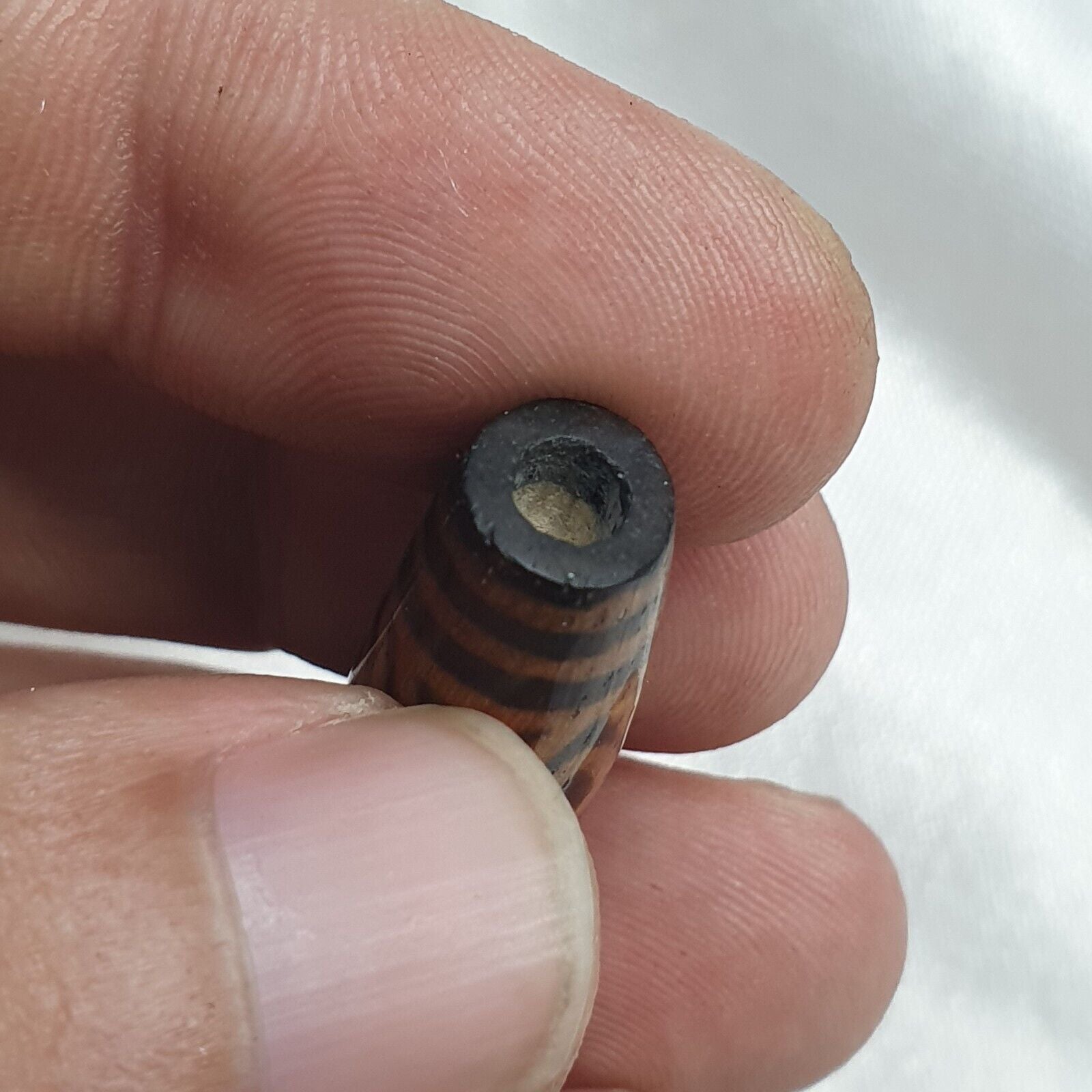 Antique PUMTEK PYU BEAD Rare pattern TUBE BEAD SILKY PATINA PBD-1