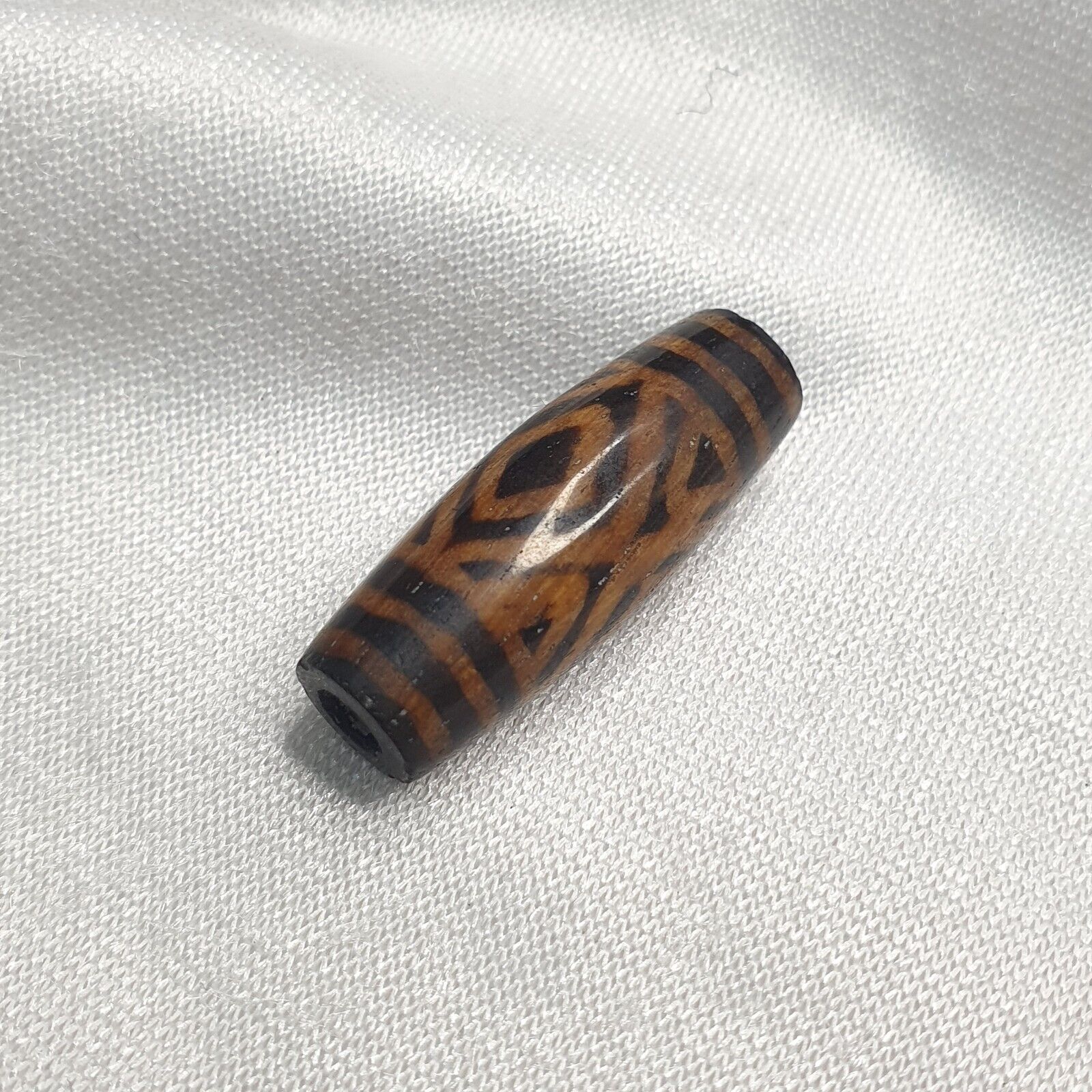 Antique PUMTEK PYU BEAD Rare pattern TUBE BEAD SILKY PATINA PBD-1