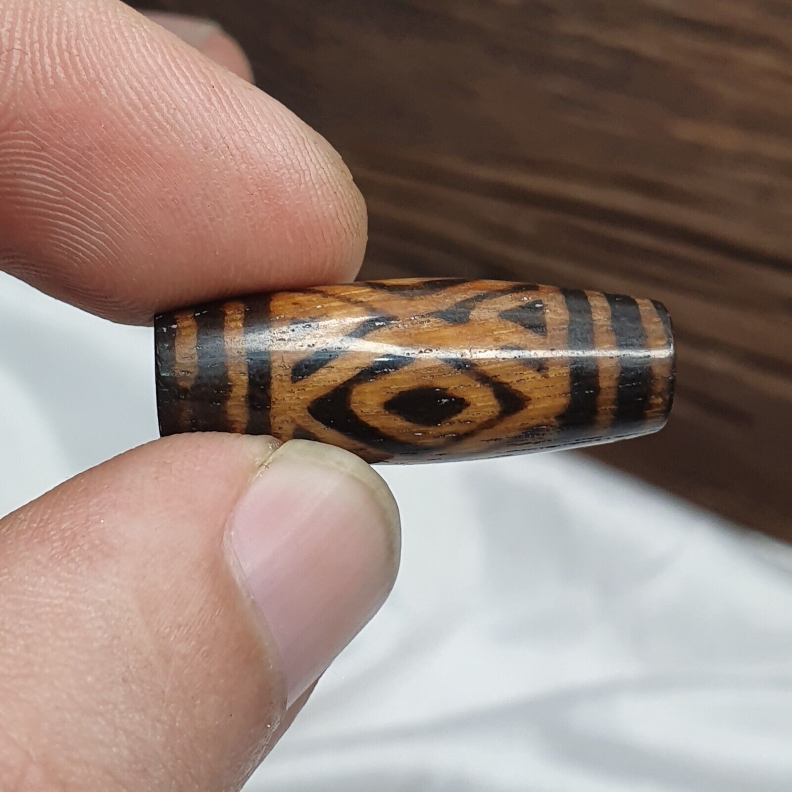 Antique PUMTEK PYU BEAD Rare pattern TUBE BEAD SILKY PATINA PBD-1