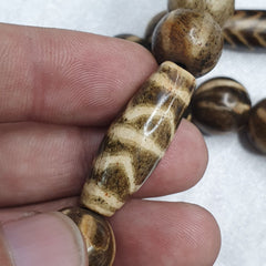 RARE Very Old PUMTEK BEADS Necklace Palmwood Great Patterns