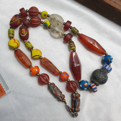 A beautiful collection of rainbow crystal, Agate and glass old beads Necklace