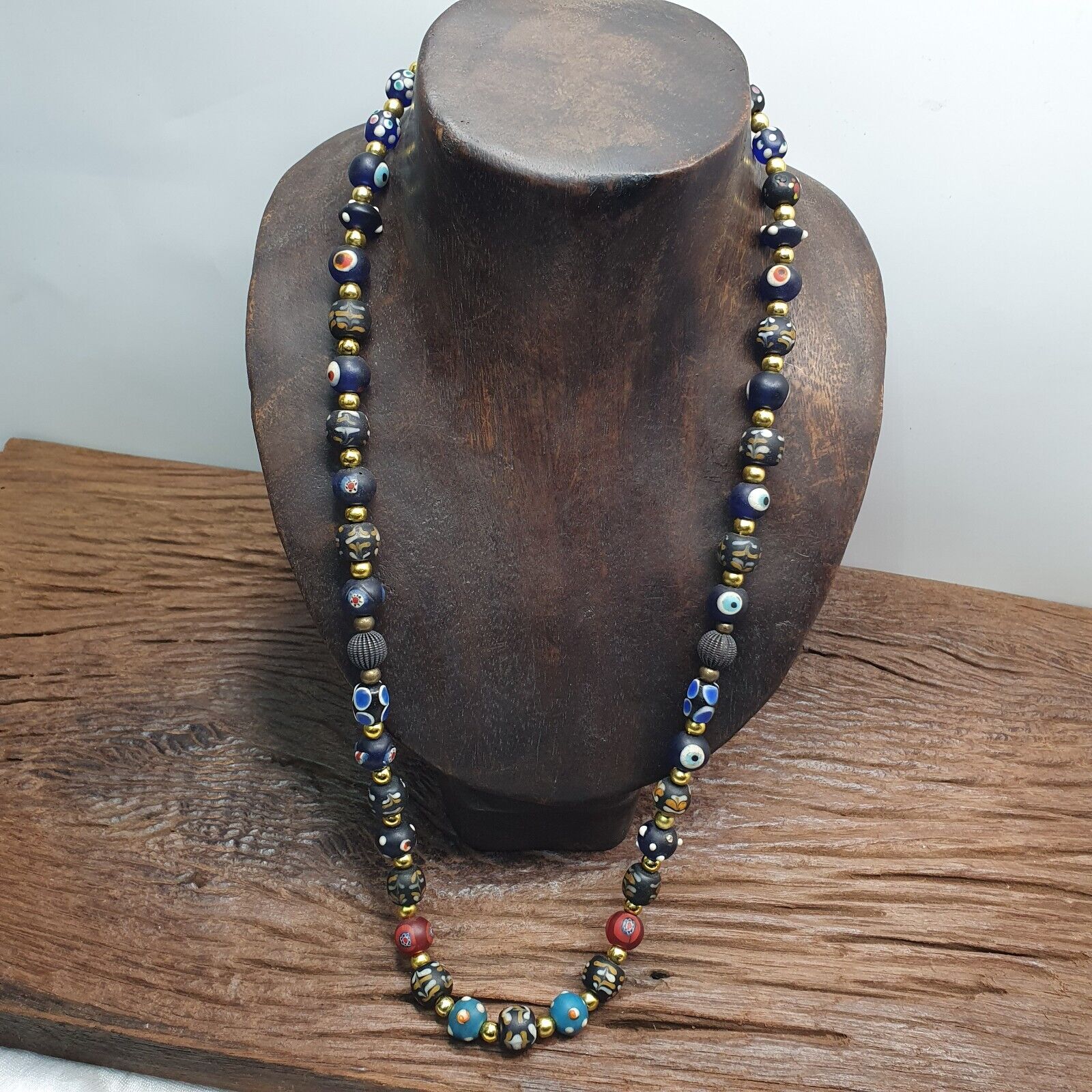 Vintage Venetian, Roman Style and Turkish Evil eye Beads Necklace