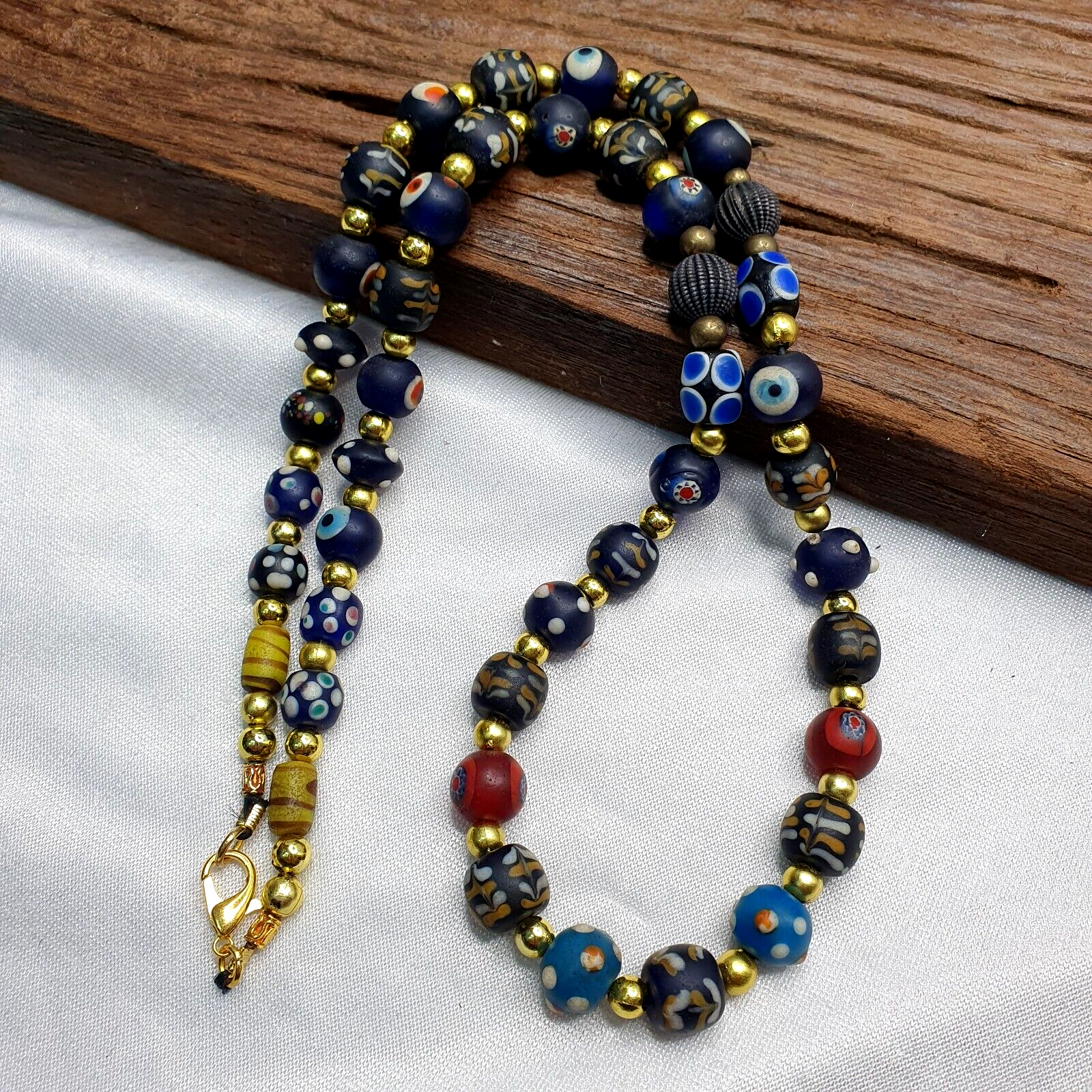 Vintage Venetian, Roman Style and Turkish Evil eye Beads Necklace